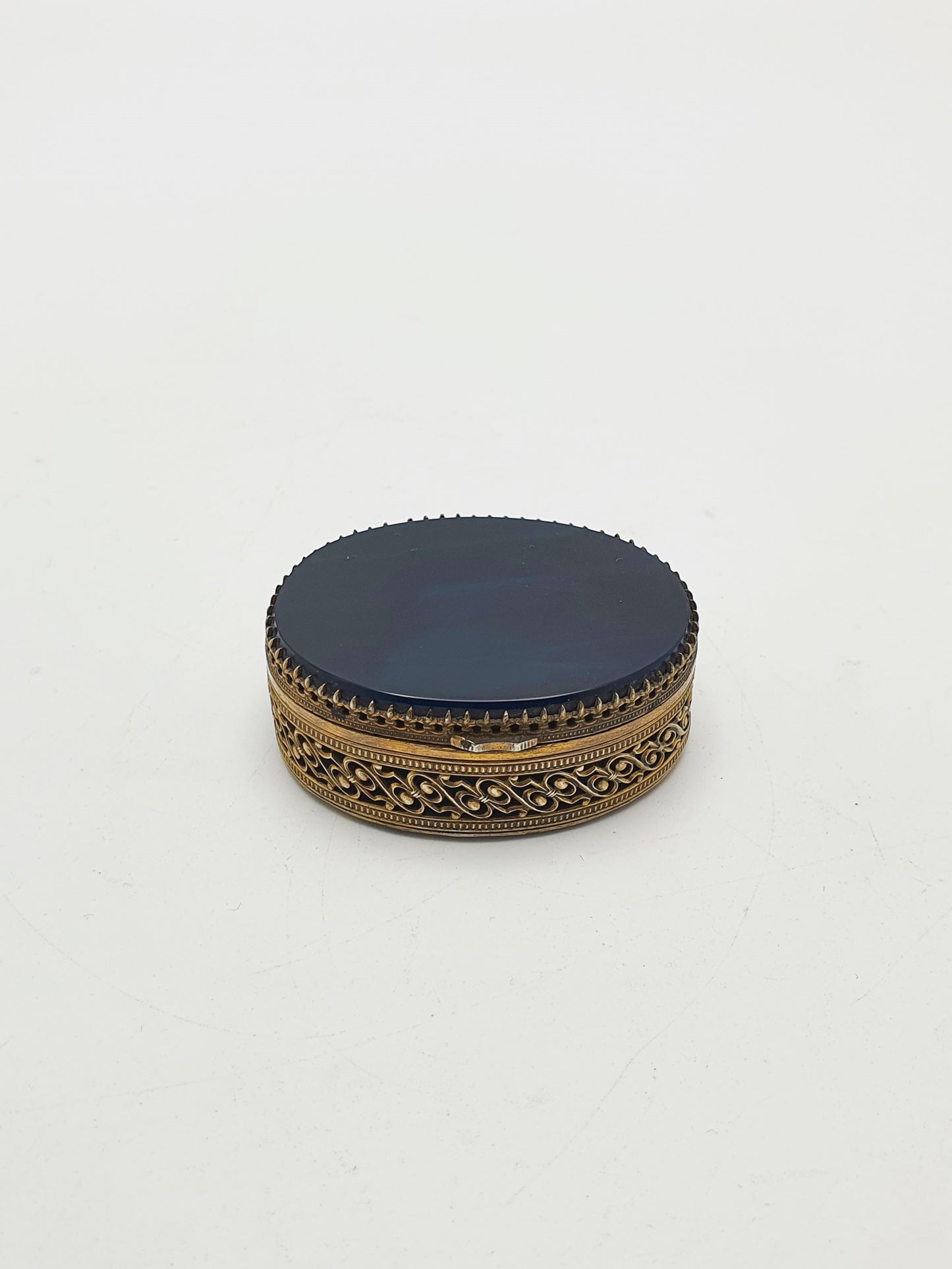 Nice Antique Victorian Gilt Brass & Agate Box – circa 1890
