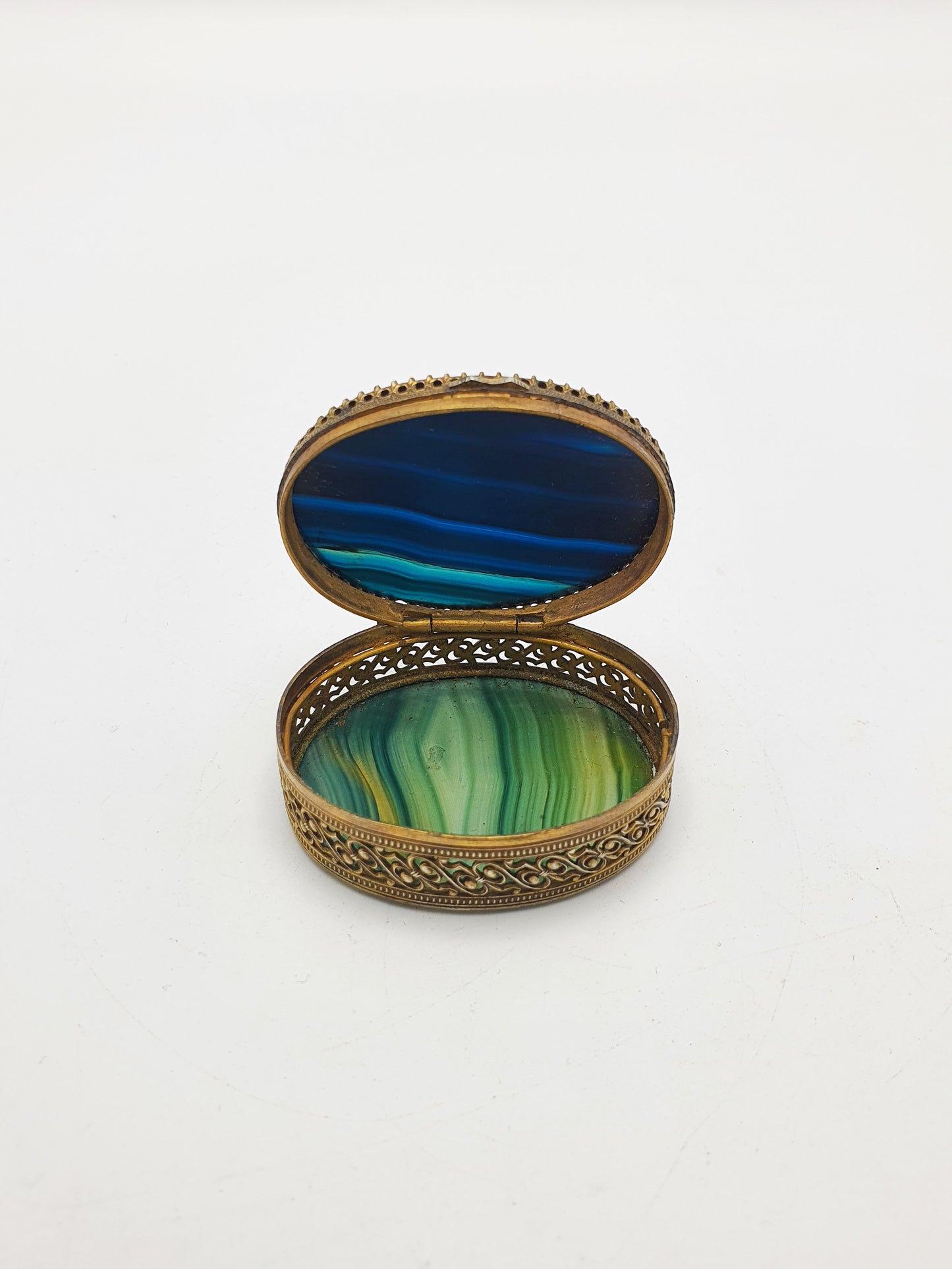 Nice Antique Victorian Gilt Brass & Agate Box – circa 1890