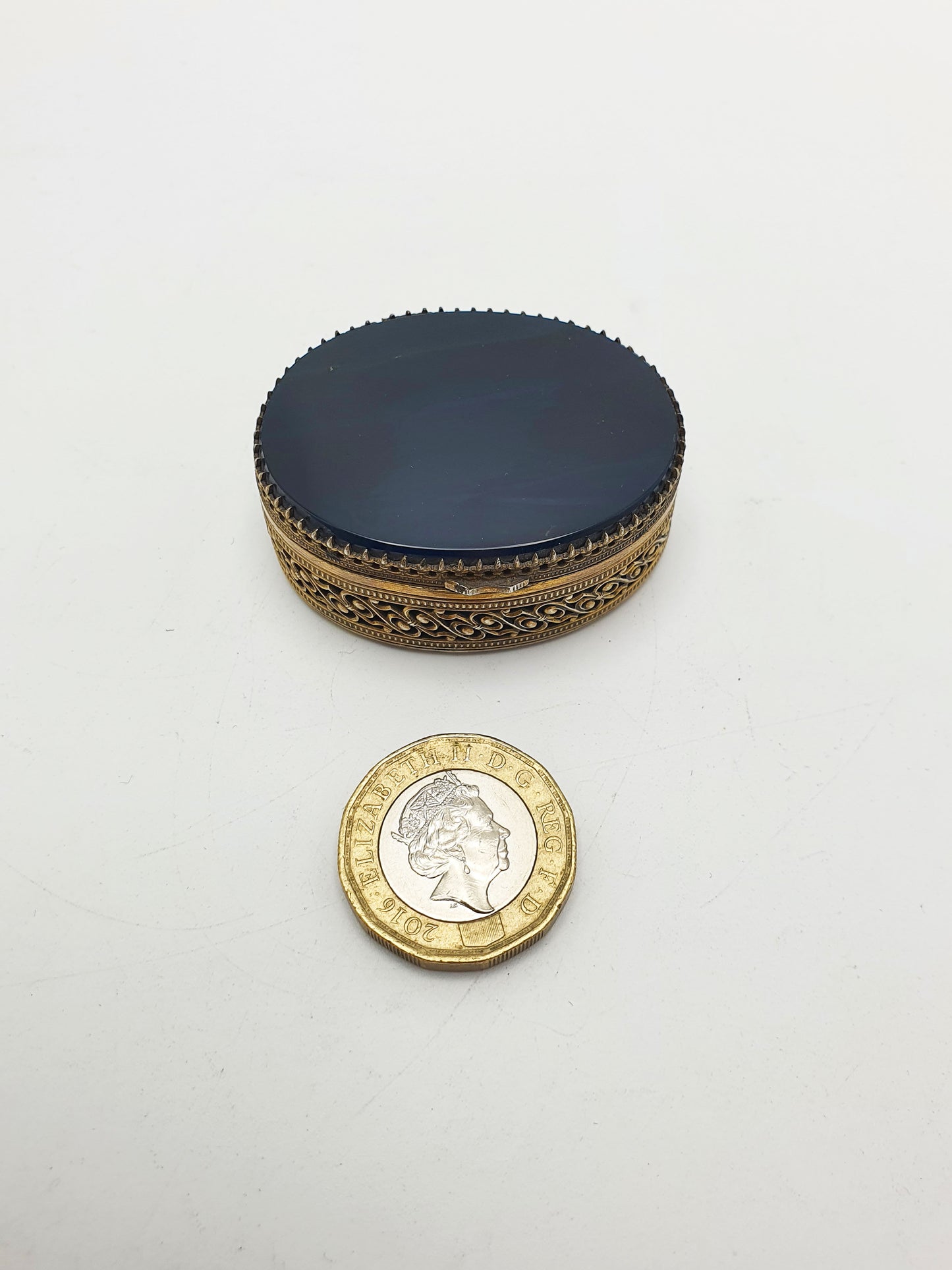 Nice Antique Victorian Gilt Brass & Agate Box – circa 1890