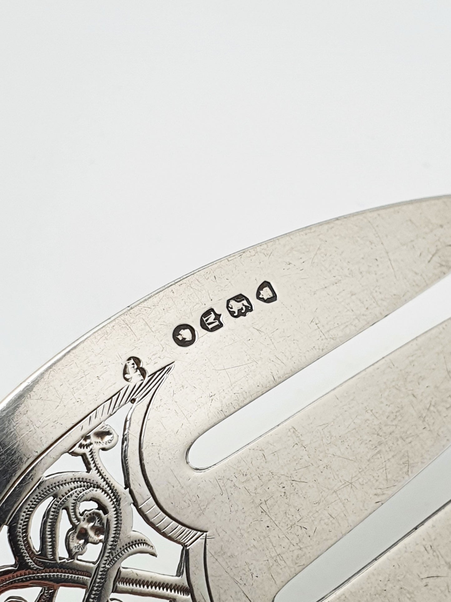 Fabulous Antique Victorian Solid Silver Fish Serving Set with Stag Antler Handles - 1887