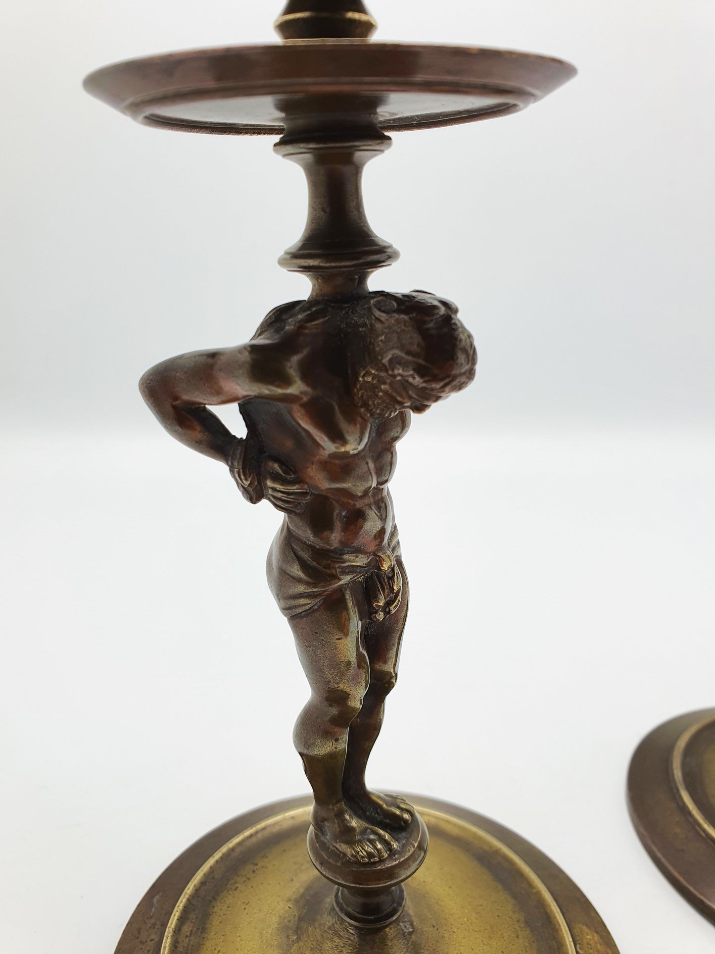 Nice Pair of Antique Grand Tour Bronze Candlesticks Depicting Samson – circa 1870