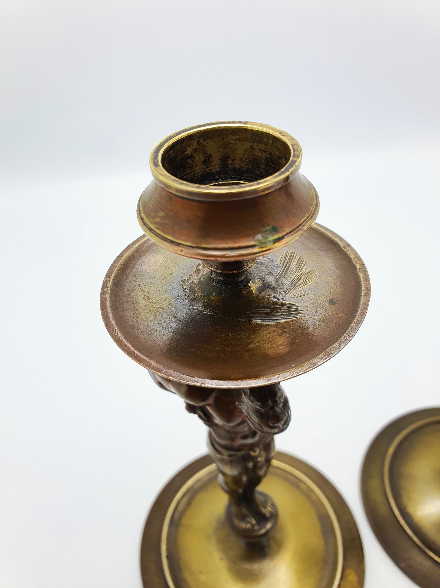 Nice Pair of Antique Grand Tour Bronze Candlesticks Depicting Samson – circa 1870