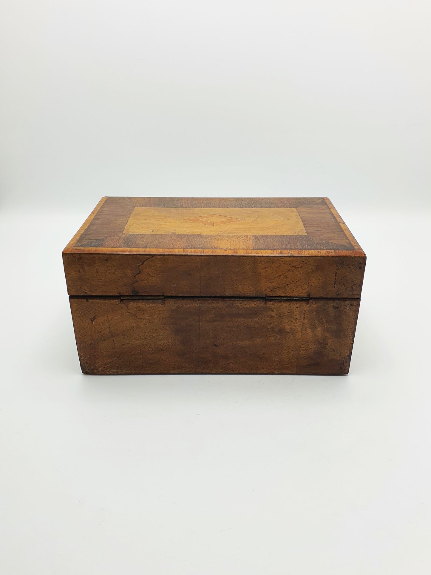 Lovely Antique Victorian Wooden Jewellery / Trinket Box with Inlay & Satin Lining – circa 1880