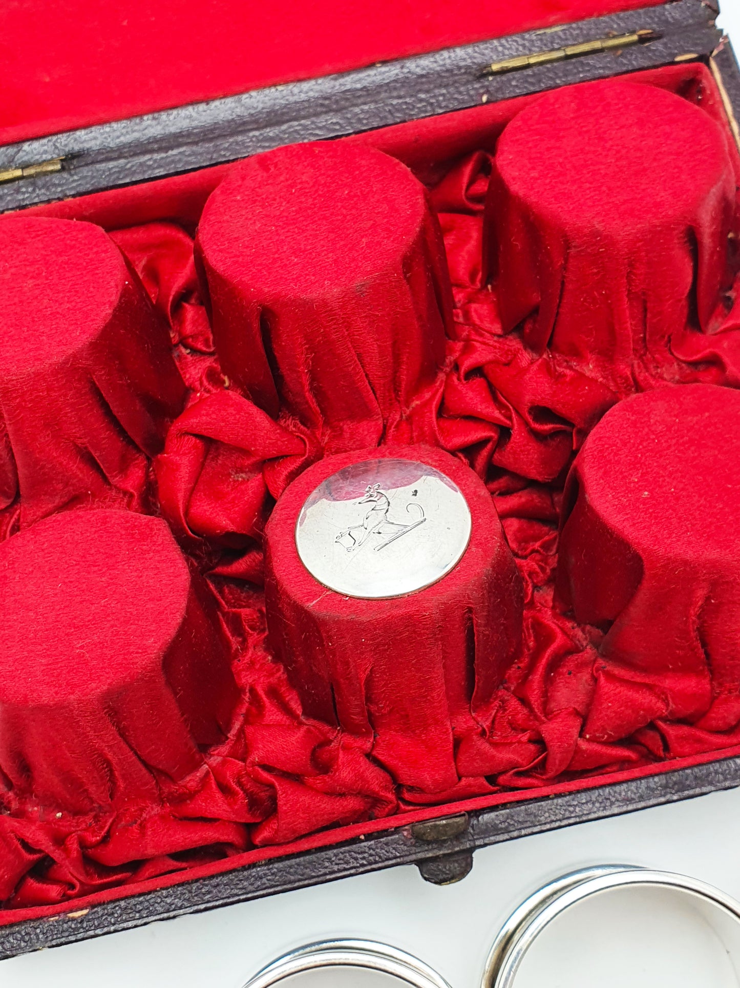 Antique Set of Six Numbered Silver-Plated Napkin Rings in Original Fitted Case – circa 1920