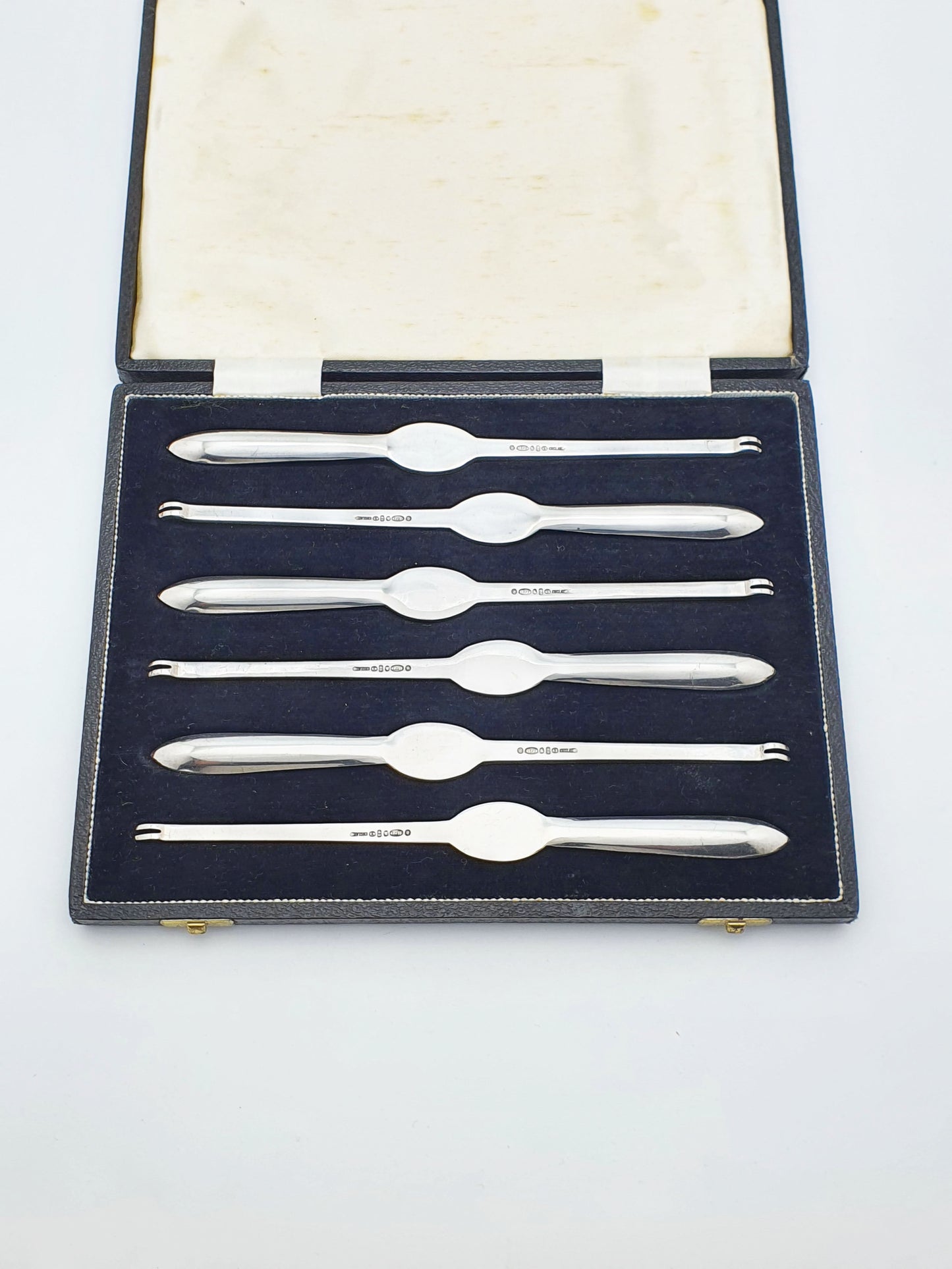 Lovely Cased Set of 6 Antique Silver-Plated Lobster Picks – circa 1920