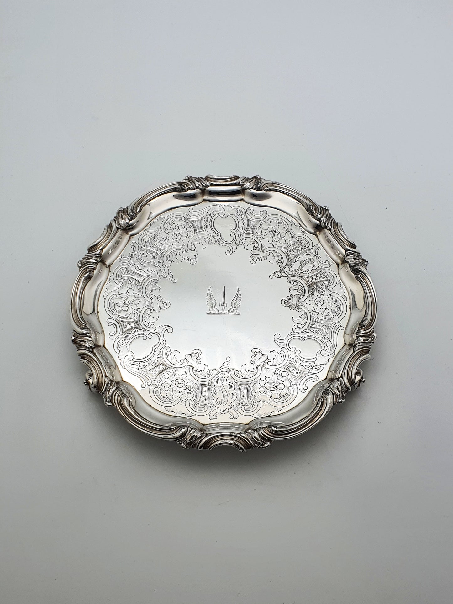 Fine Victorian Sheffield Silver-Plated Salver on Scroll Feet – circa 1840