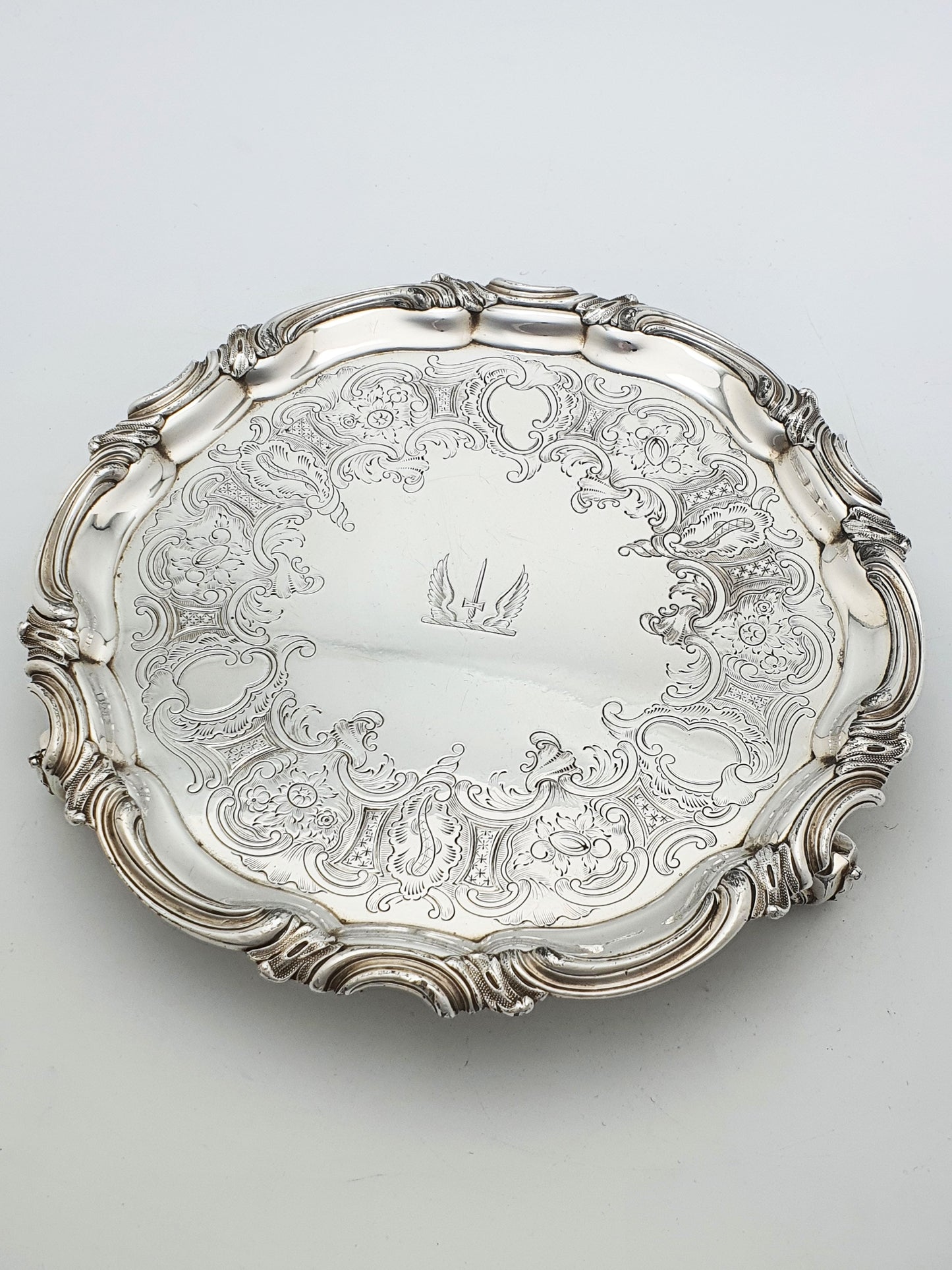 Fine Victorian Sheffield Silver-Plated Salver on Scroll Feet – circa 1840