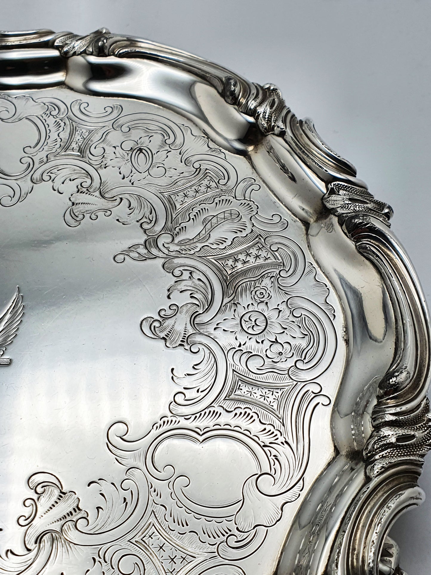 Fine Victorian Sheffield Silver-Plated Salver on Scroll Feet – circa 1840