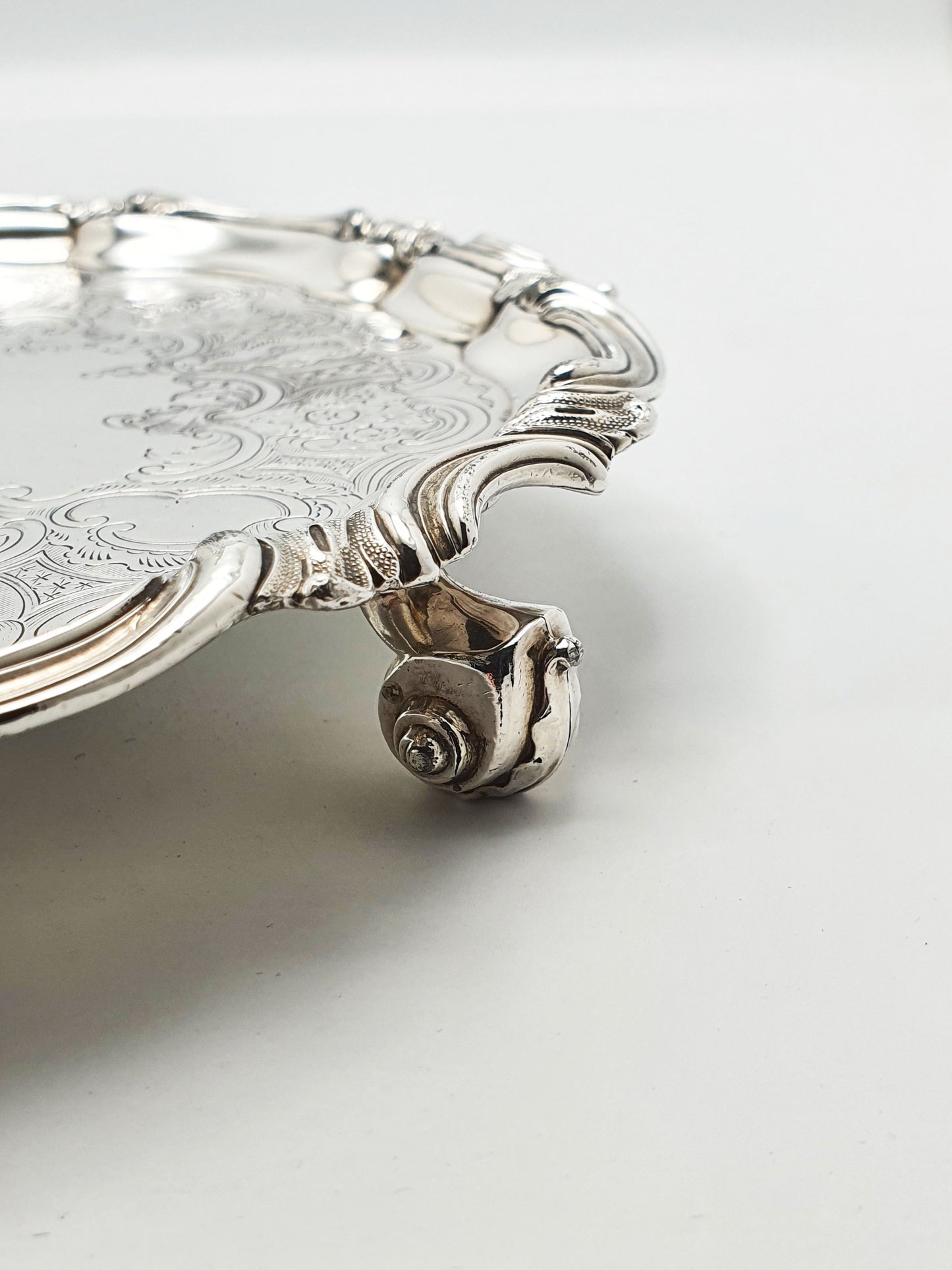 Fine Victorian Sheffield Silver-Plated Salver on Scroll Feet – circa 1840