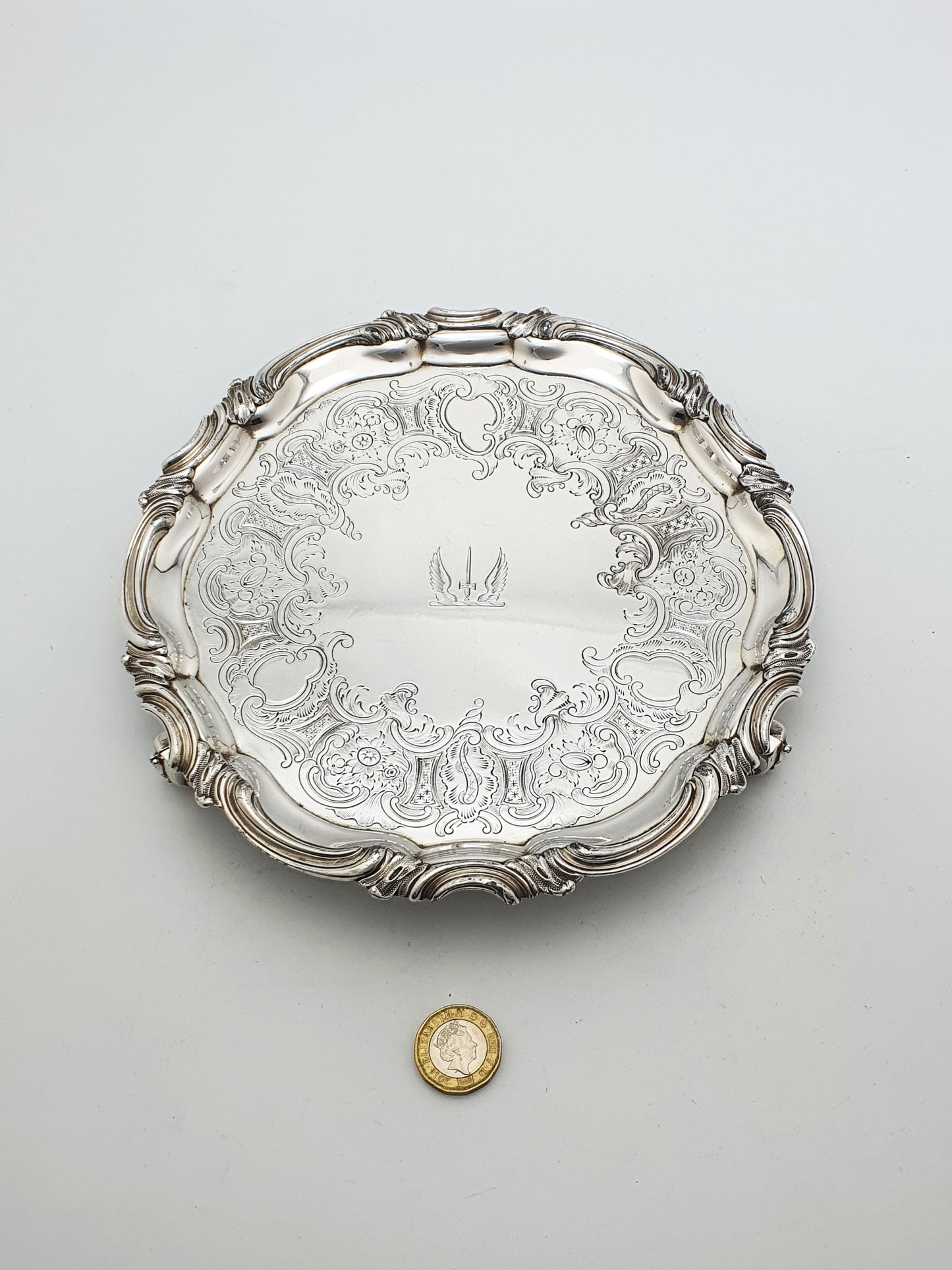 Fine Victorian Sheffield Silver-Plated Salver on Scroll Feet – circa 1840