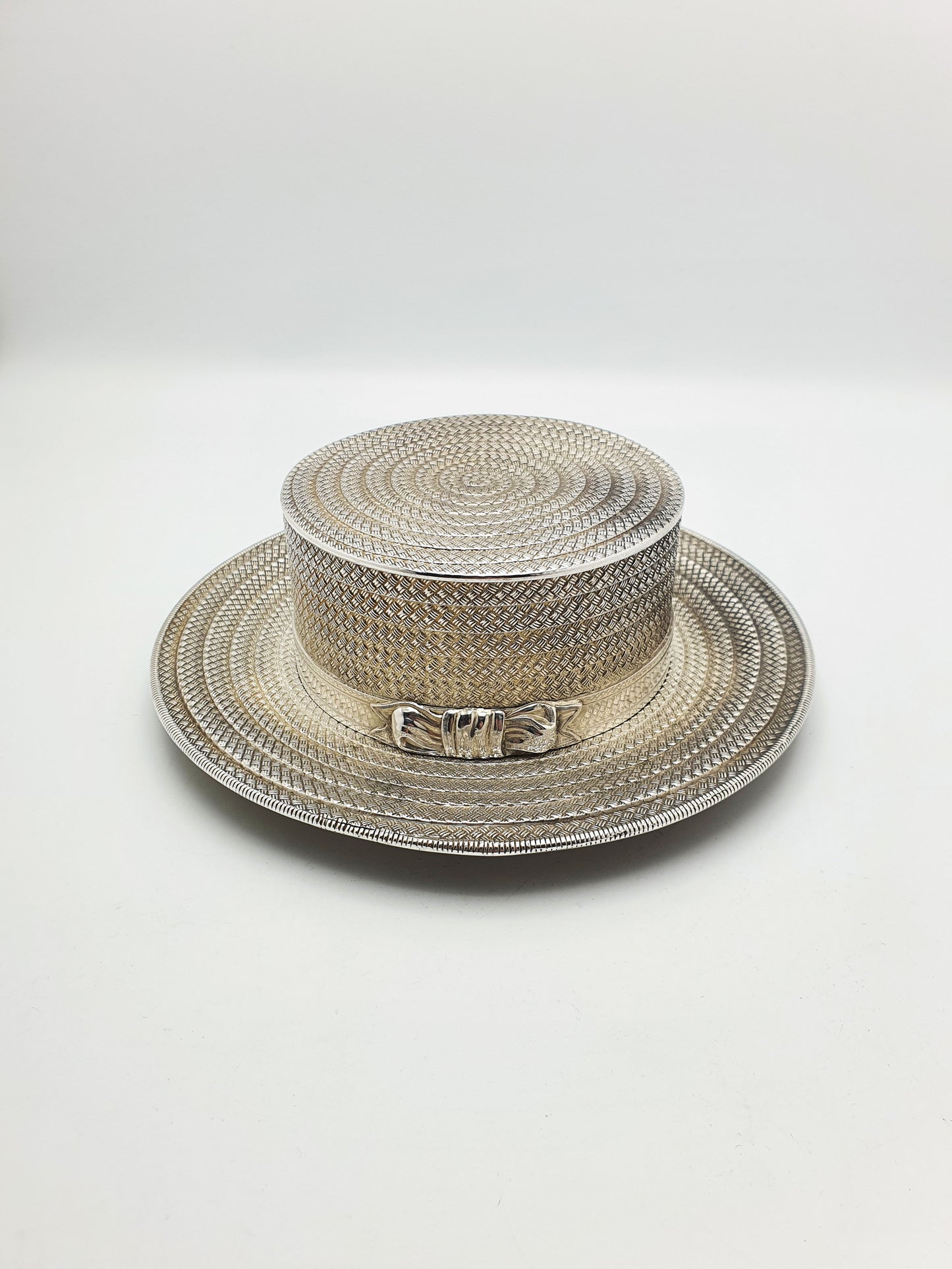 Unusual Antique Novelty Silver-Plated Box in the Form of a Boater Hat – 1881