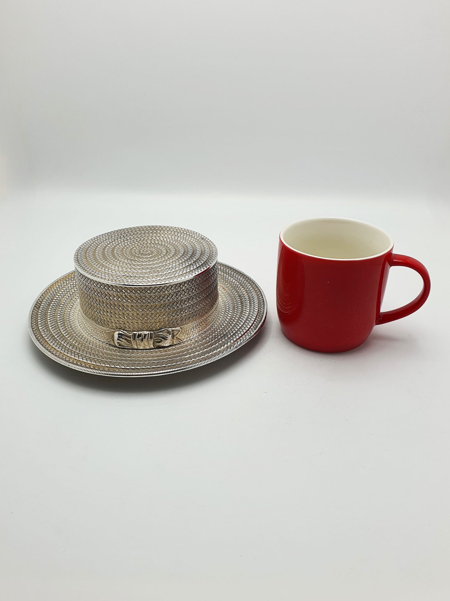 Unusual Antique Novelty Silver-Plated Box in the Form of a Boater Hat – 1881