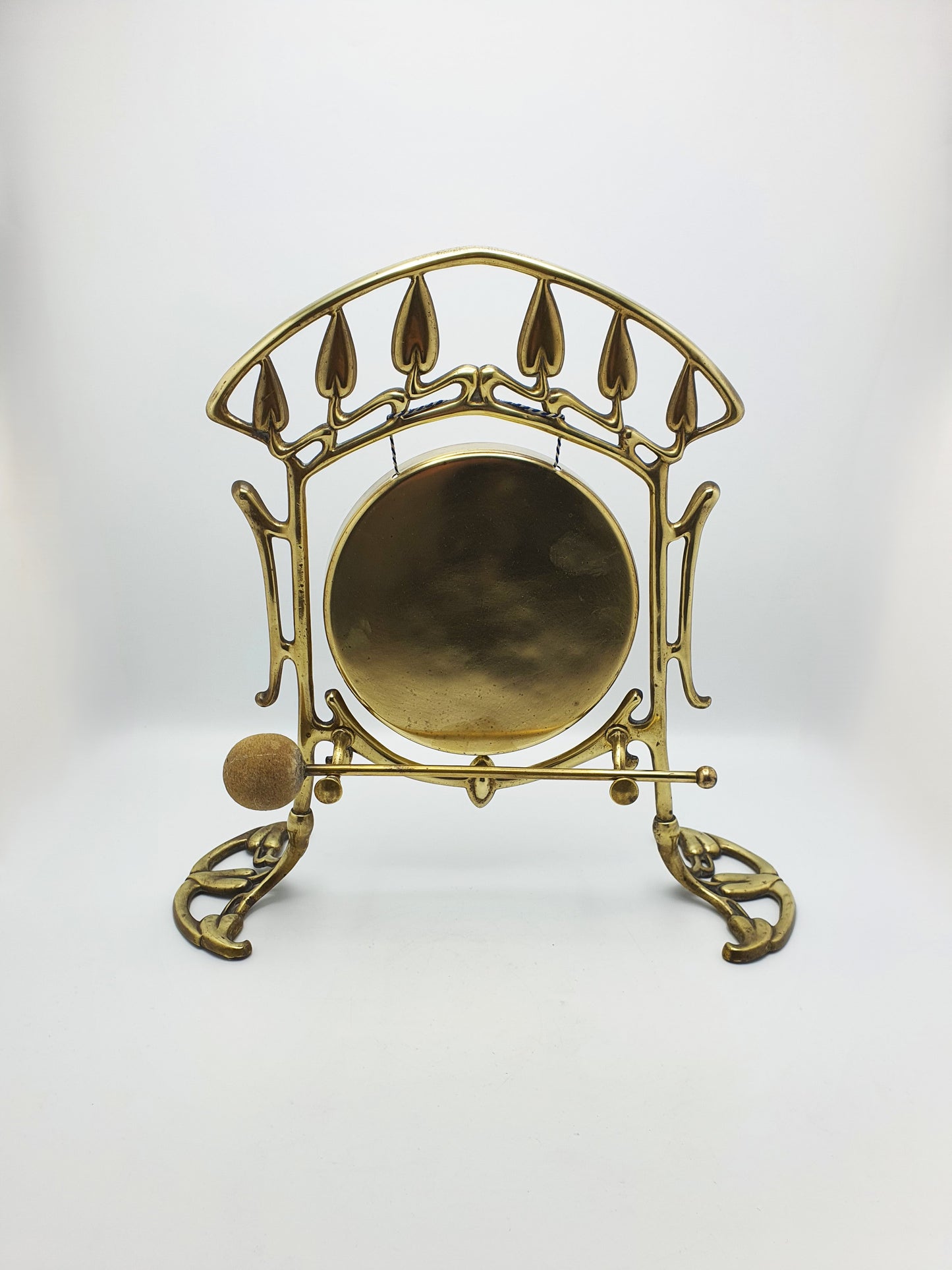 Large Art Nouveau Brass Dinner Gong with Striker – 1889