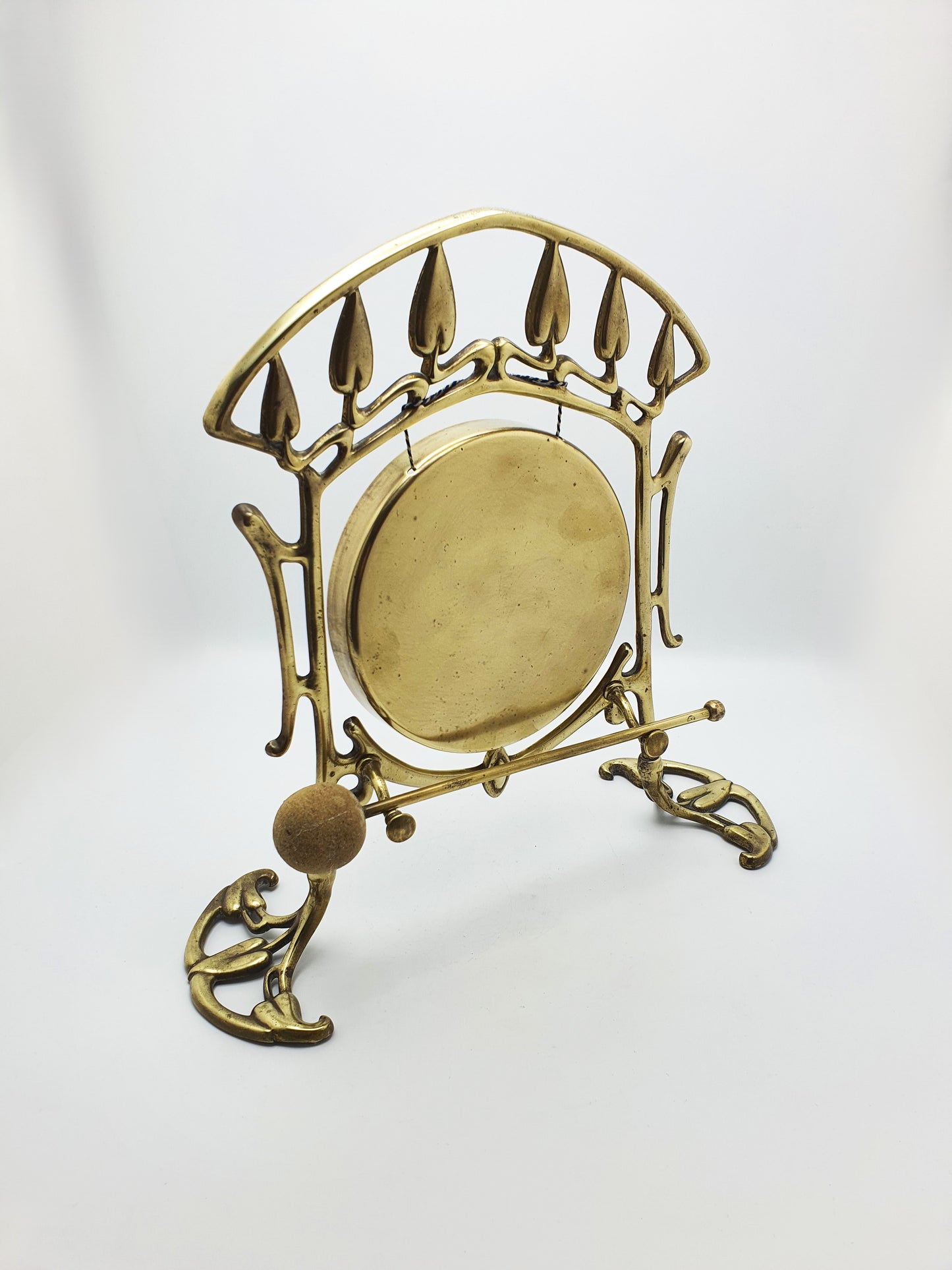Large Art Nouveau Brass Dinner Gong with Striker – 1889