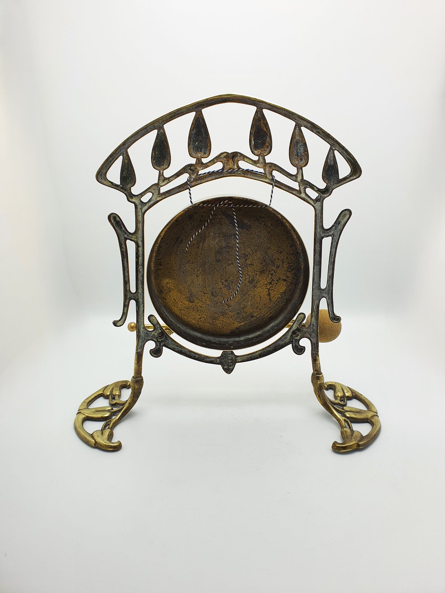 Large Art Nouveau Brass Dinner Gong with Striker – 1889