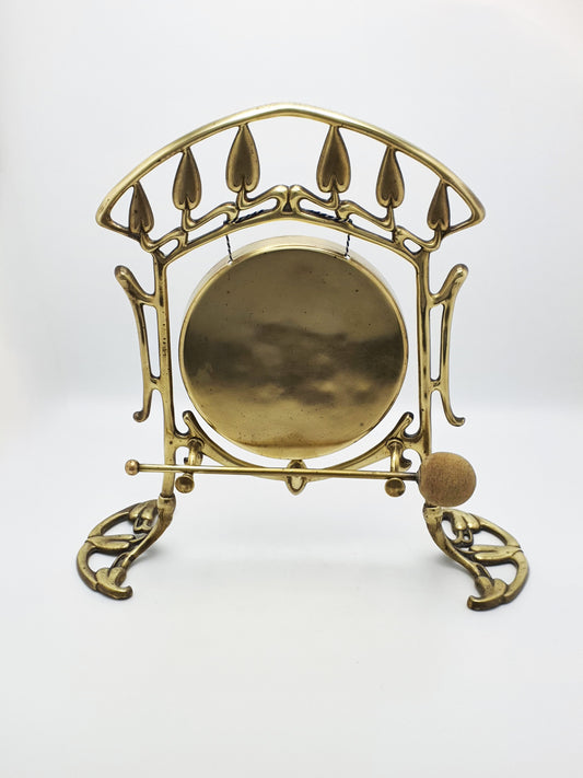 Large Art Nouveau Brass Dinner Gong with Striker – 1889