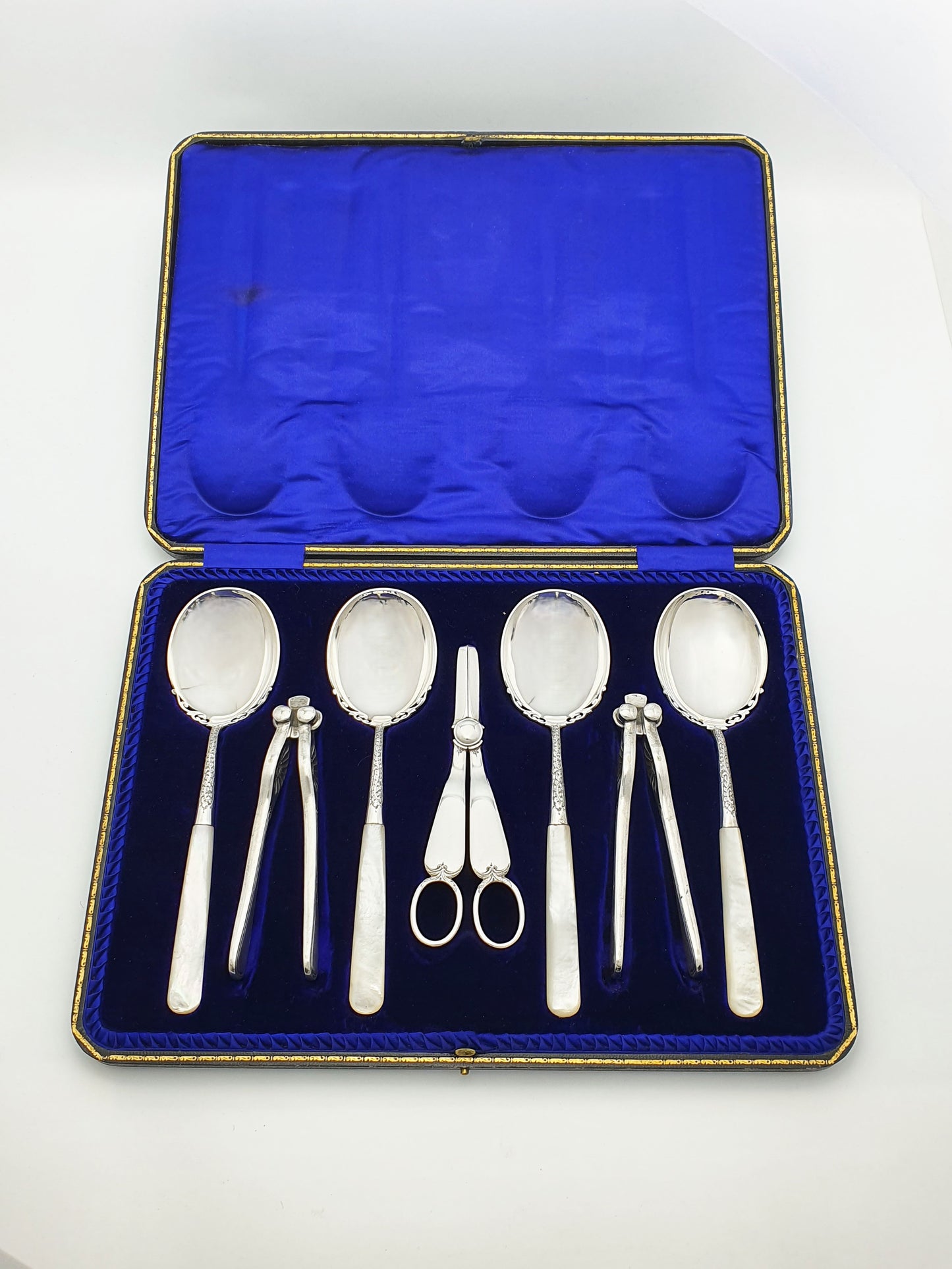 Antique Cased Edwardian Silver-Plate & Mother-of-Pearl Dessert Service – circa 1905