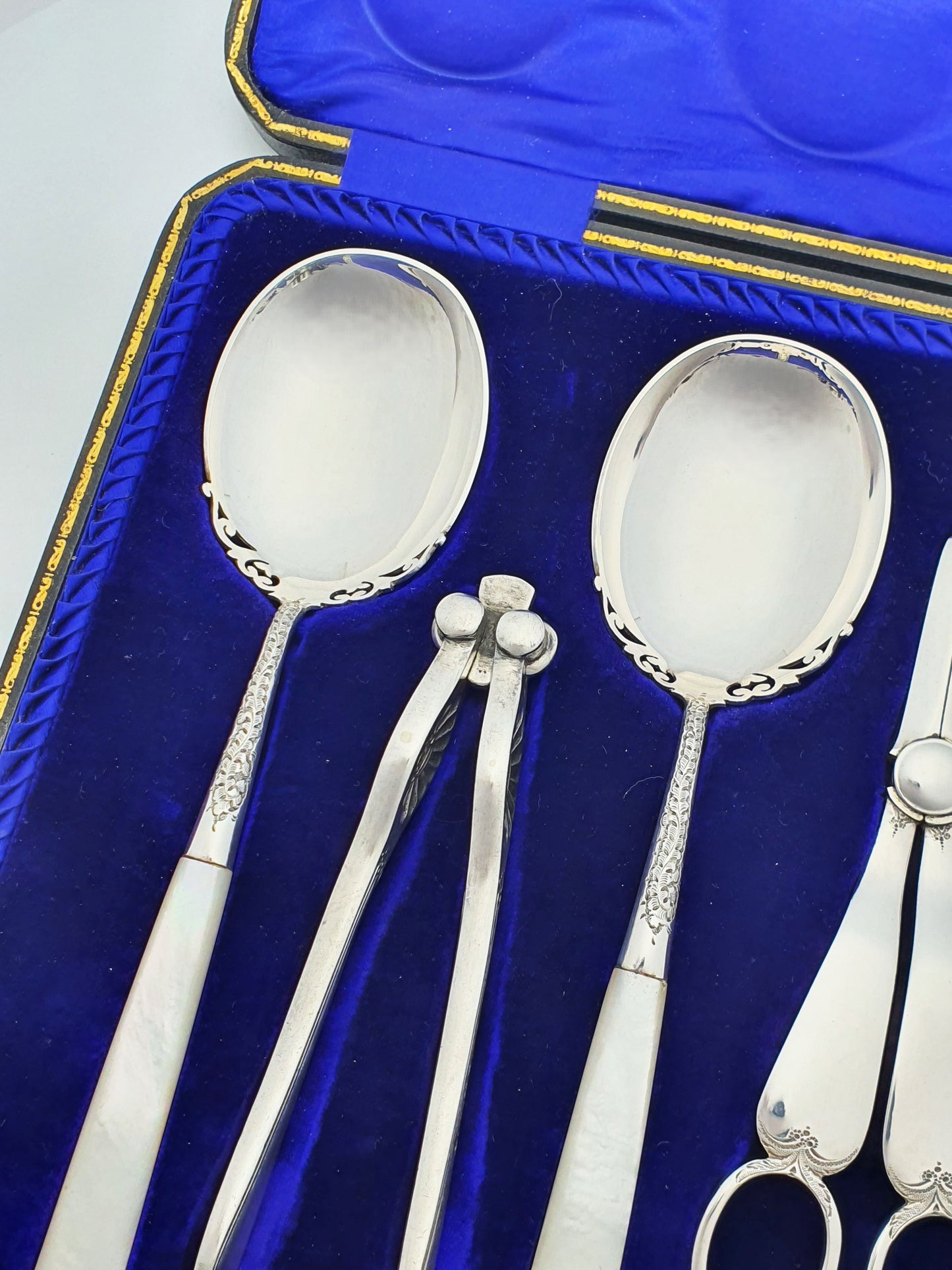 Antique Cased Edwardian Silver-Plate & Mother-of-Pearl Dessert Service – circa 1905