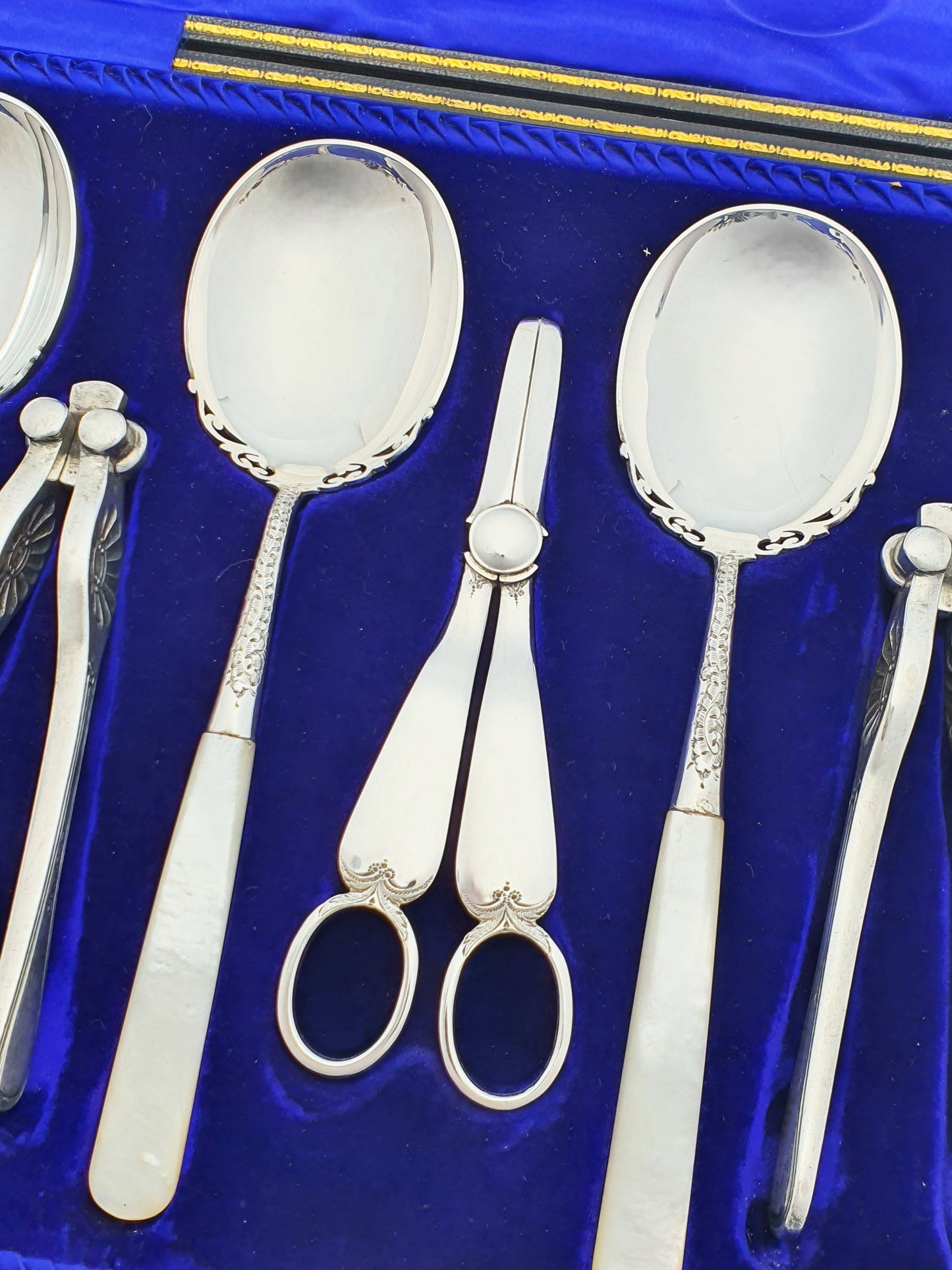 Antique Cased Edwardian Silver-Plate & Mother-of-Pearl Dessert Service – circa 1905