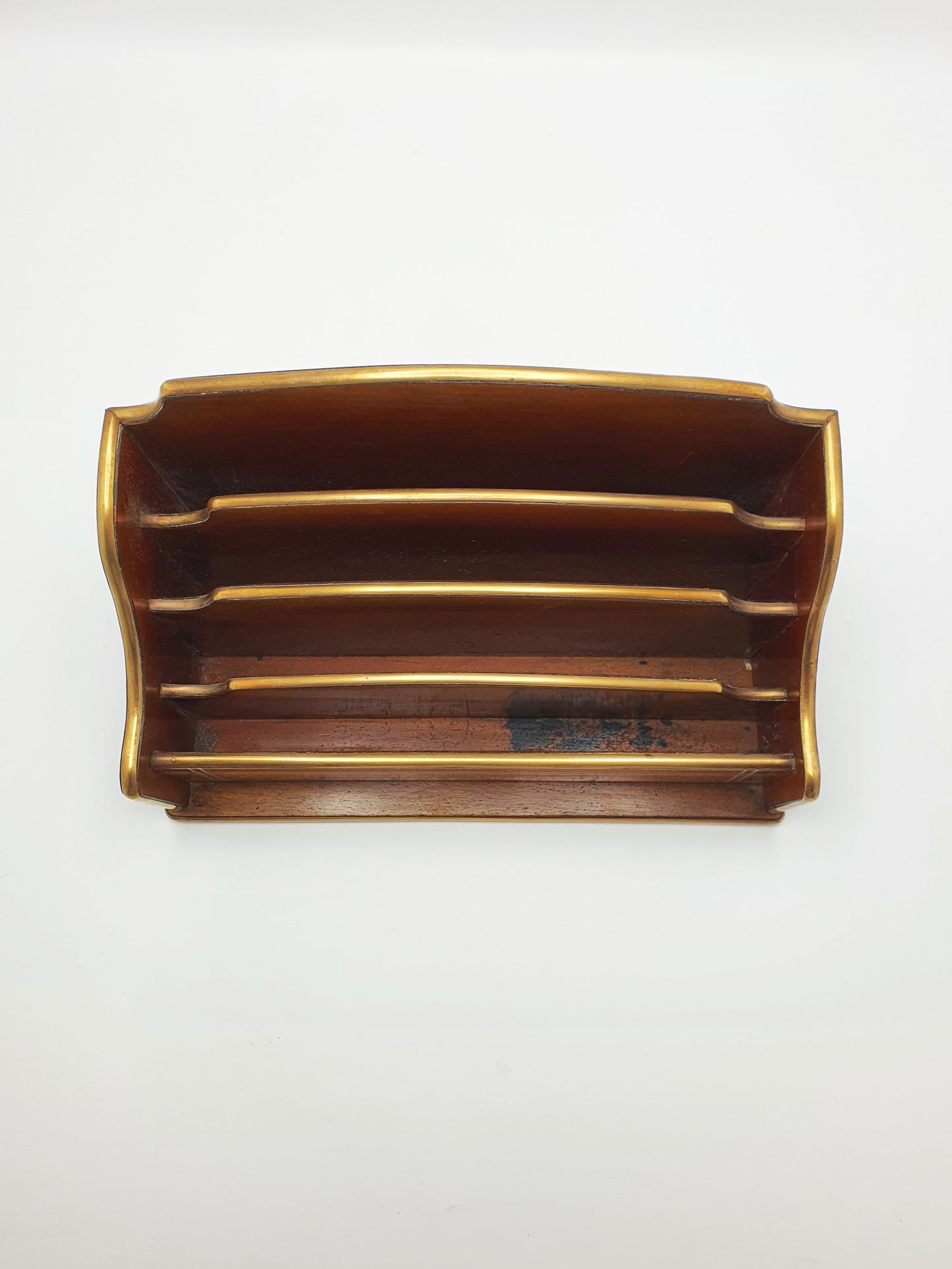 French Antique Mahogany Document Rack with Brass Gallery & Stringing – circa 1920