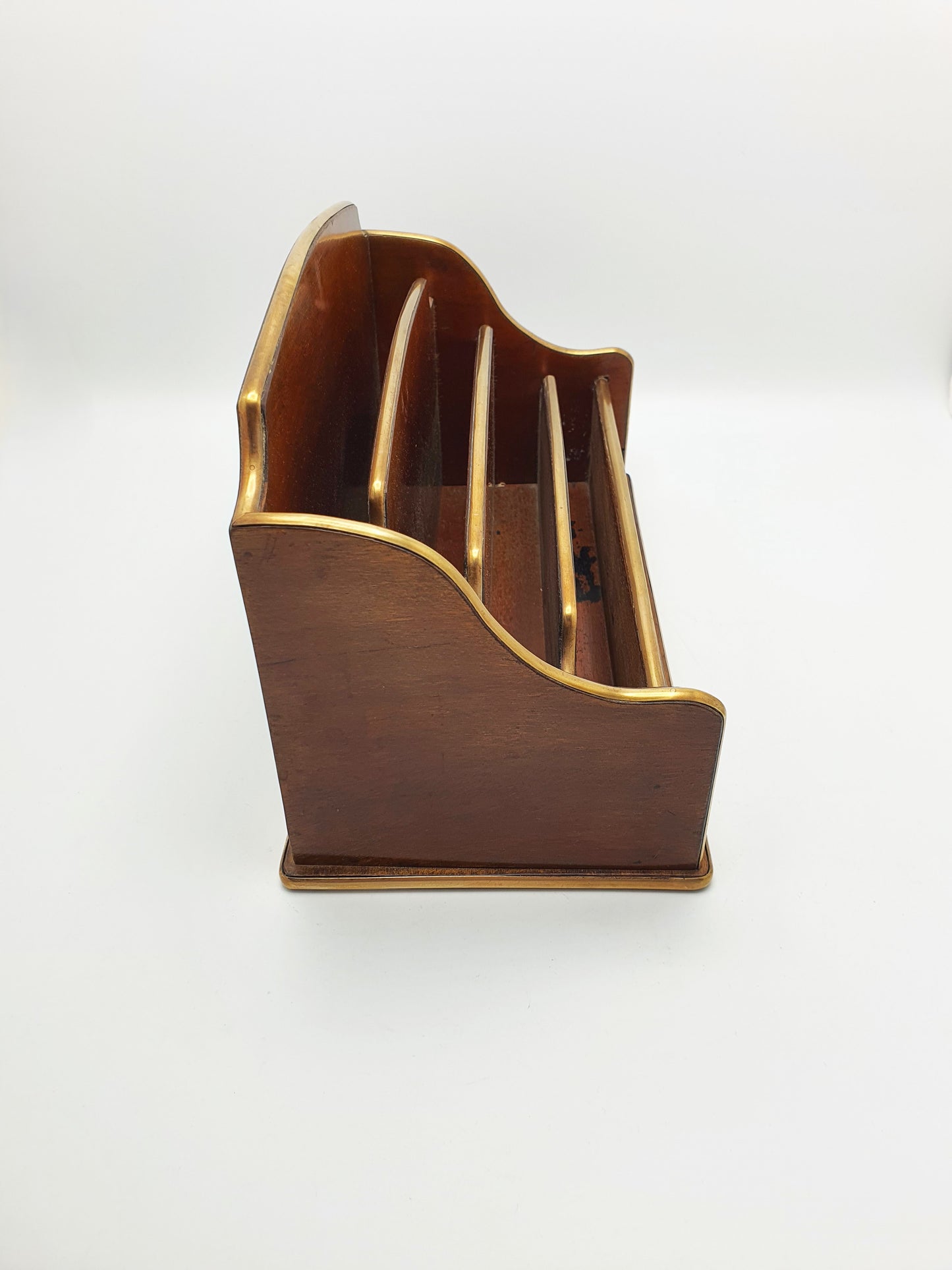 French Antique Mahogany Document Rack with Brass Gallery & Stringing – circa 1920