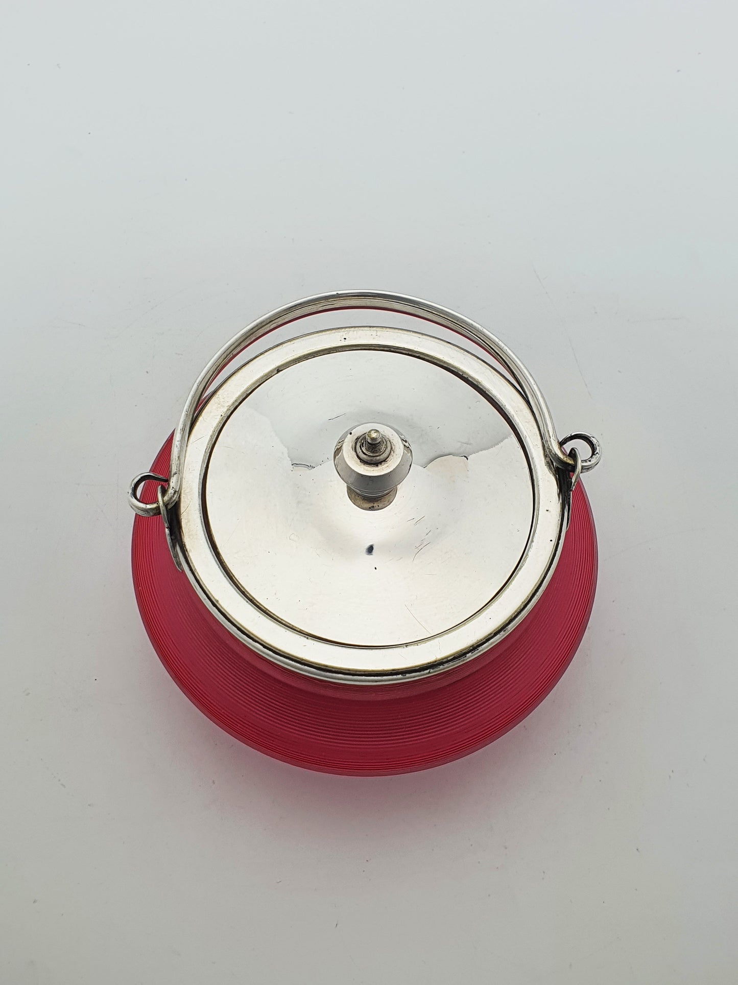 Nice Antique Edwardian Cranberry Glass Biscuit Barrel with Silver-Plated Mounts – circa 1905