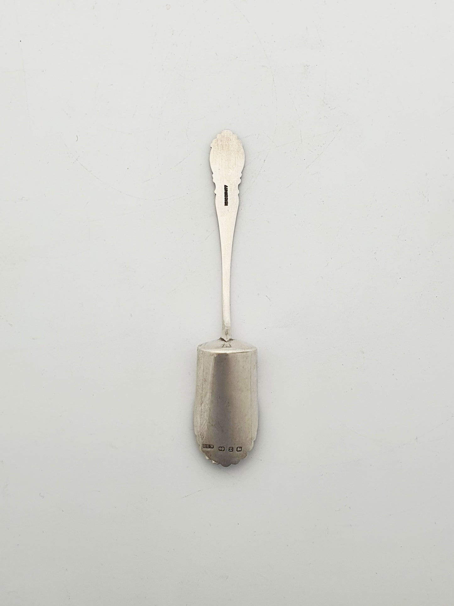 Gorgeous Antique Sterling Silver Serving Spoon with Gilt Bowl & Floral Etching - 1899