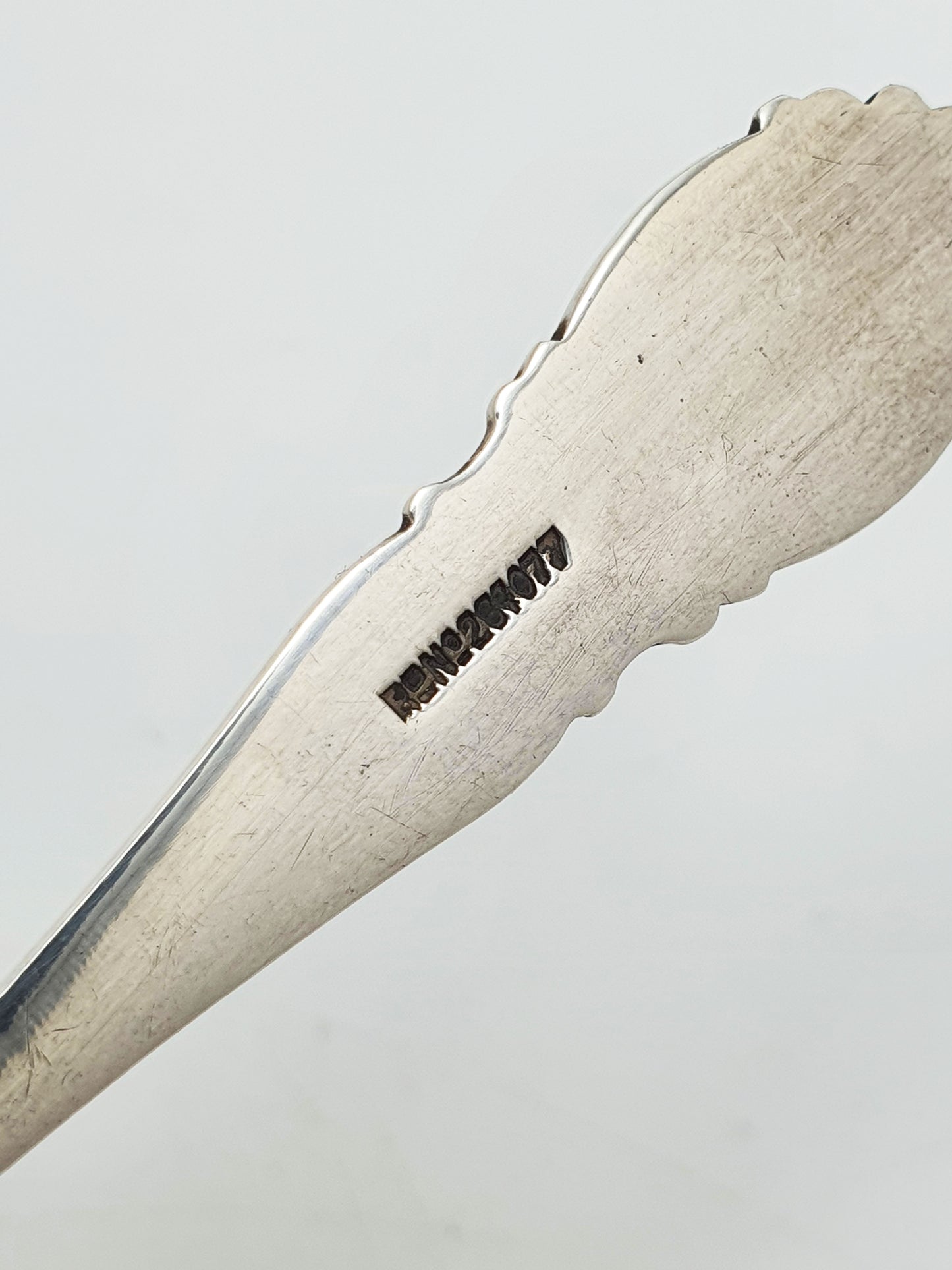 Gorgeous Antique Sterling Silver Serving Spoon with Gilt Bowl & Floral Etching - 1899