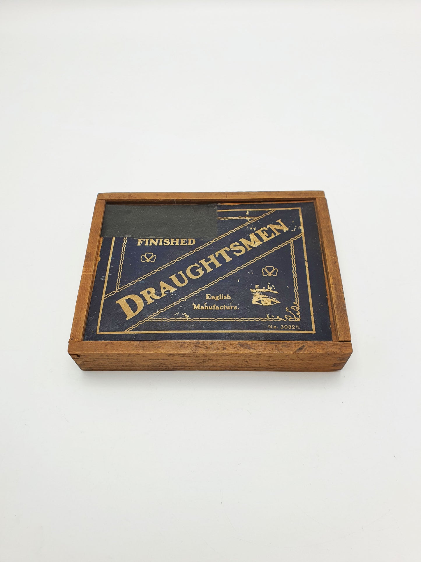 Nice Antique Boxwood & Ebony Draughts Set in Original Box – circa 1920