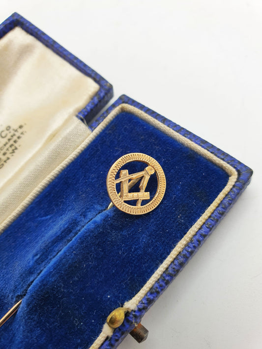 Handsome Antique Victorian 9ct Gold Masonic Tie Pin - 1897