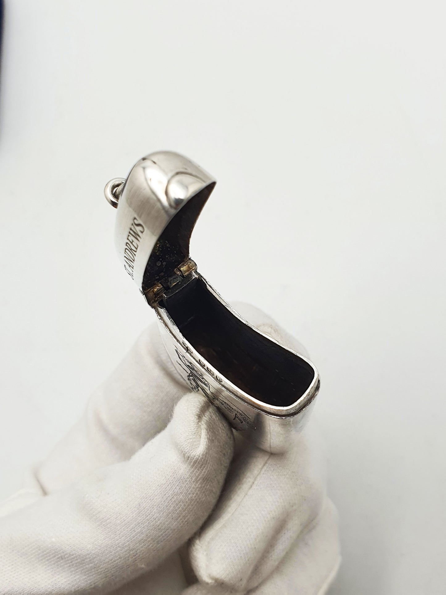 Collectable Antique Sterling Silver Vesta Case with St. Andrews Golfer Engraving - 1897