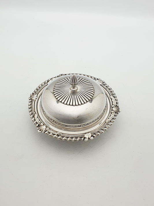 Antique Silver-Plated Butter Dish by Mappin & Webb with Pierced Insert – circa 1920