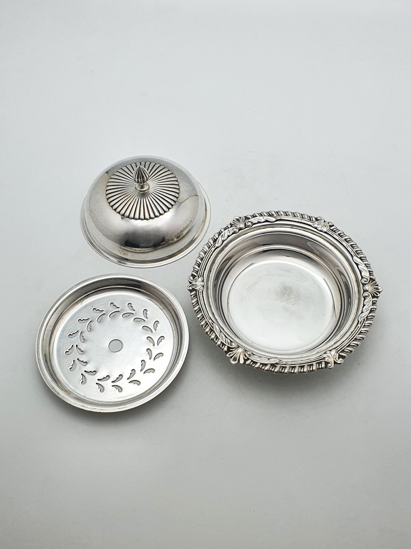 Antique Silver-Plated Butter Dish by Mappin & Webb with Pierced Insert – circa 1920