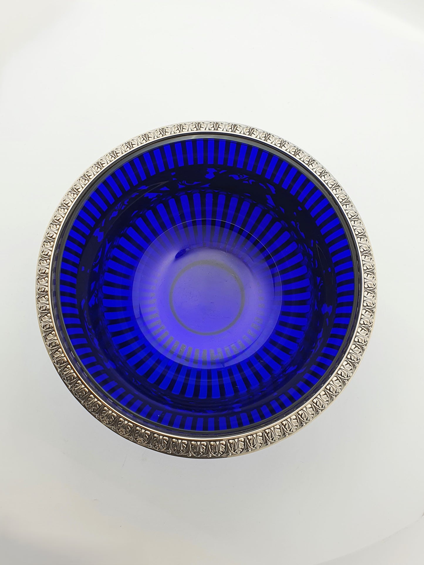 Fabulous Large Antique German 800 Silver & Cobalt Blue Glass Centrepiece Bowl – circa 1900