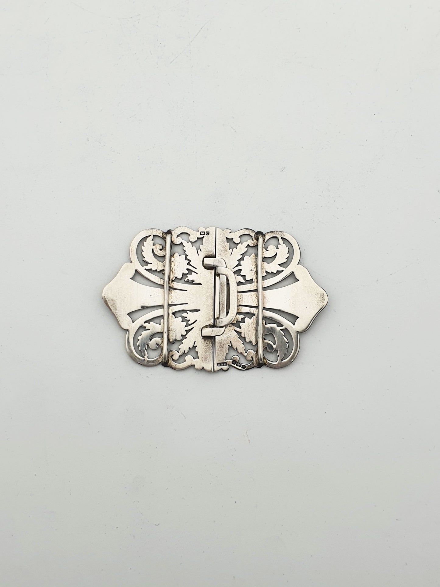 Lovely Ornate Antique Sterling Silver Belt Buckle - 1902