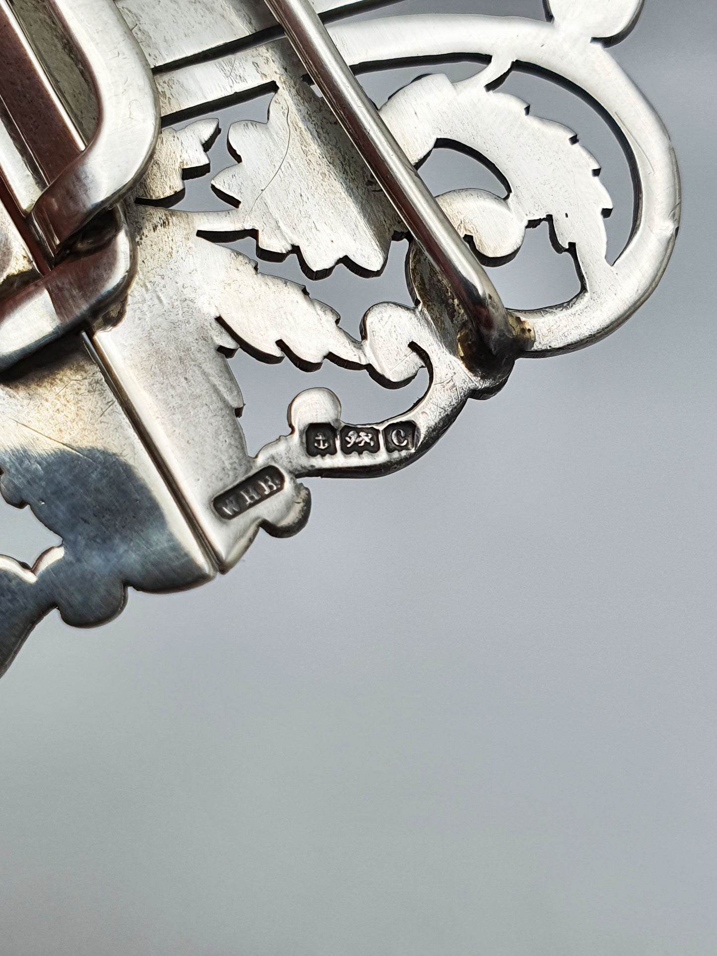 Lovely Ornate Antique Sterling Silver Belt Buckle - 1902