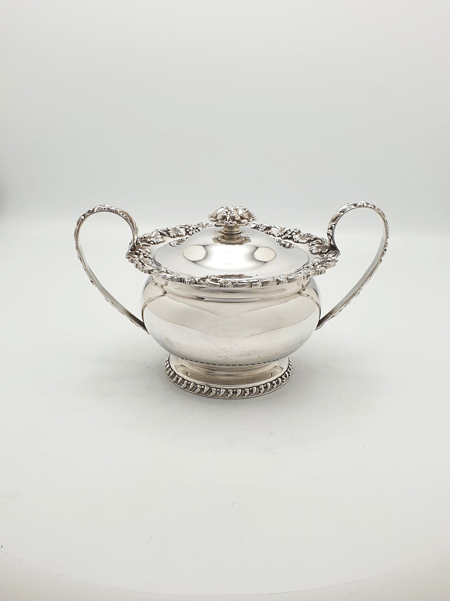 Gorgeous Antique Silver-Plated Three-Piece Tea Set with Ornate Grapevine Detailing – circa 1920