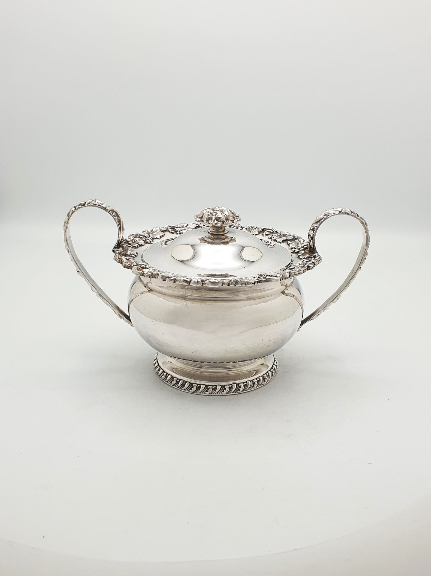 Gorgeous Antique Silver-Plated Three-Piece Tea Set with Ornate Grapevine Detailing – circa 1920