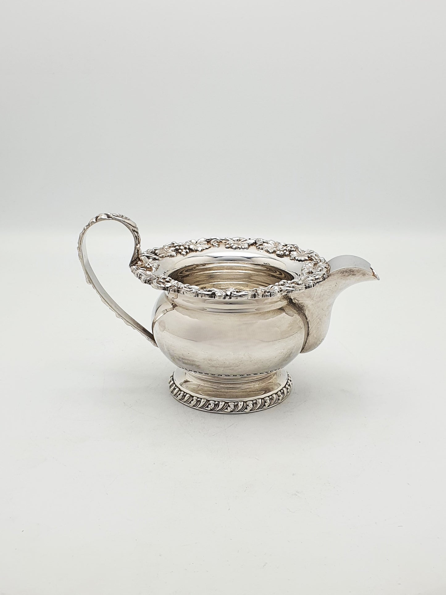 Gorgeous Antique Silver-Plated Three-Piece Tea Set with Ornate Grapevine Detailing – circa 1920