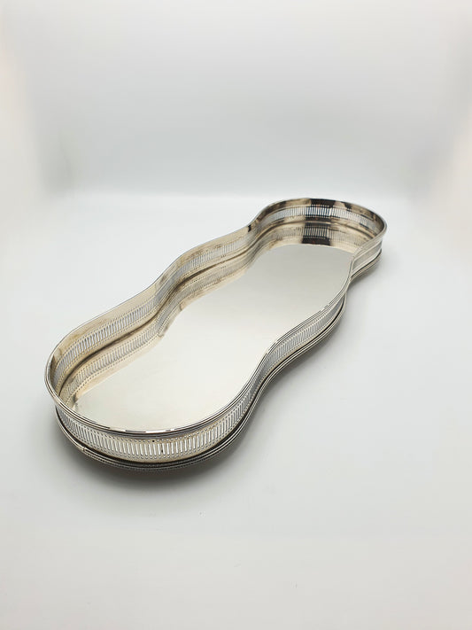 Nice Antique Silver-Plated Gallery Tray with Serpentine Edge and Pierced Sides – circa 1920