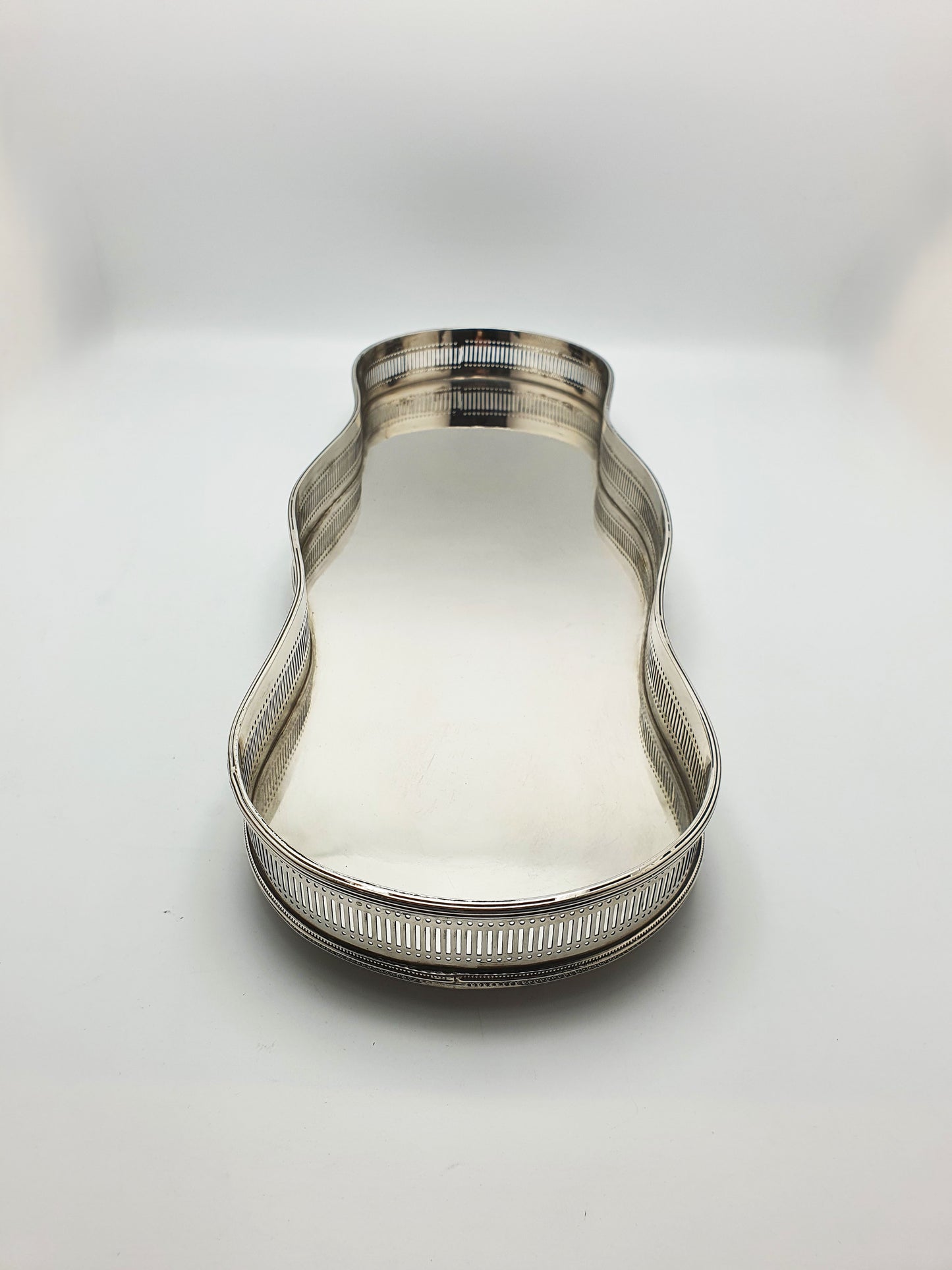 Nice Antique Silver-Plated Gallery Tray with Serpentine Edge and Pierced Sides – circa 1920