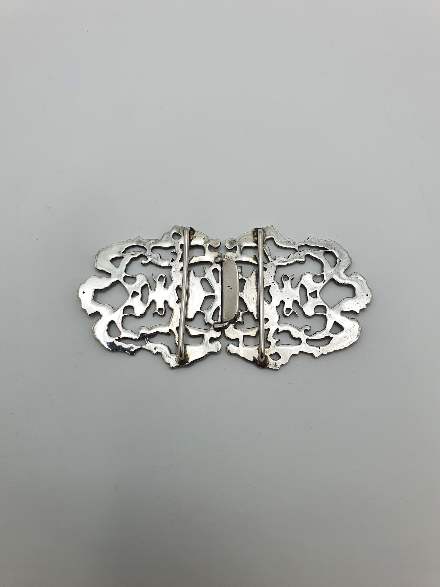 Fabulous Sterling Silver Nurses Belt Buckle – Pierced Rococo Style - 1967