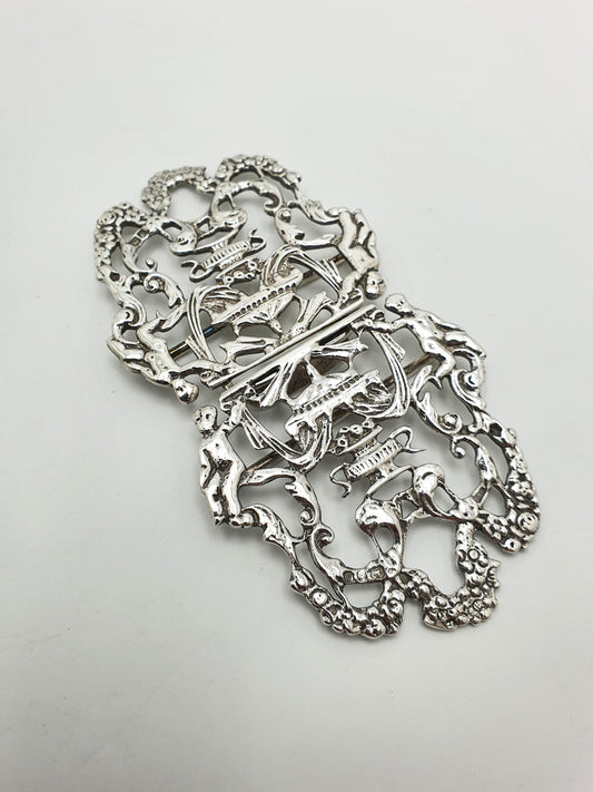 Fabulous Sterling Silver Nurses Belt Buckle – Pierced Rococo Style - 1967
