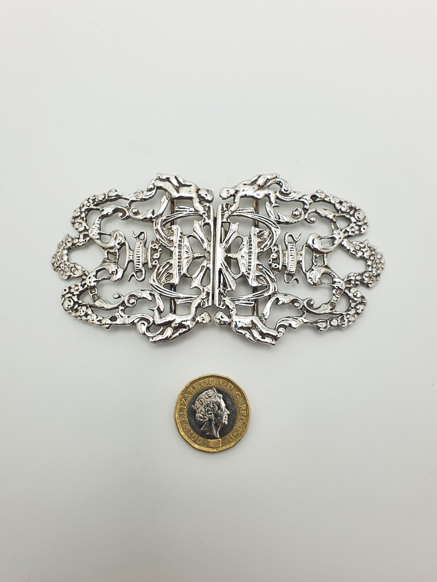 Fabulous Sterling Silver Nurses Belt Buckle – Pierced Rococo Style - 1967