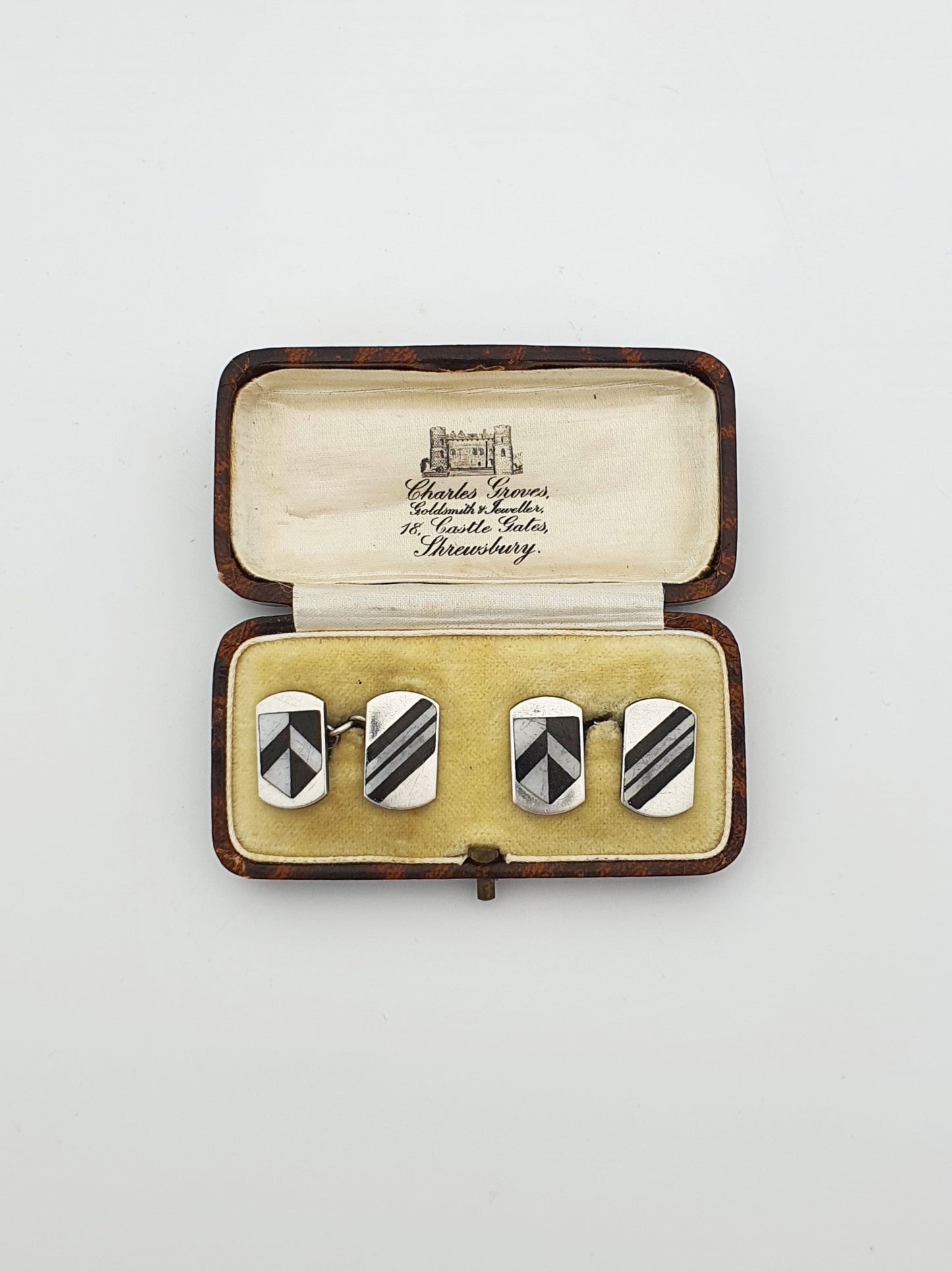 Nice Art Deco Sterling Silver & Enamel Cufflinks Set – circa 1930