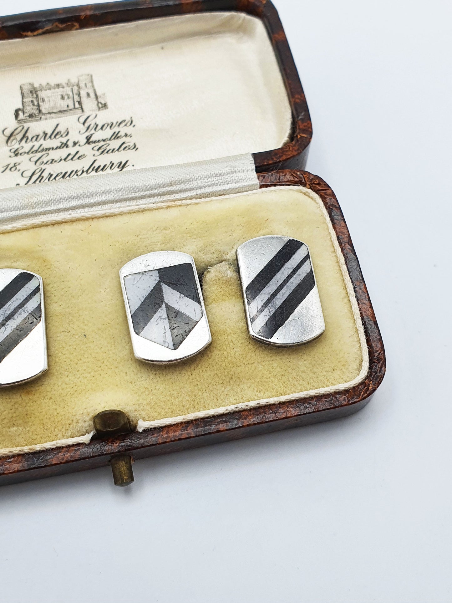 Nice Art Deco Sterling Silver & Enamel Cufflinks Set – circa 1930