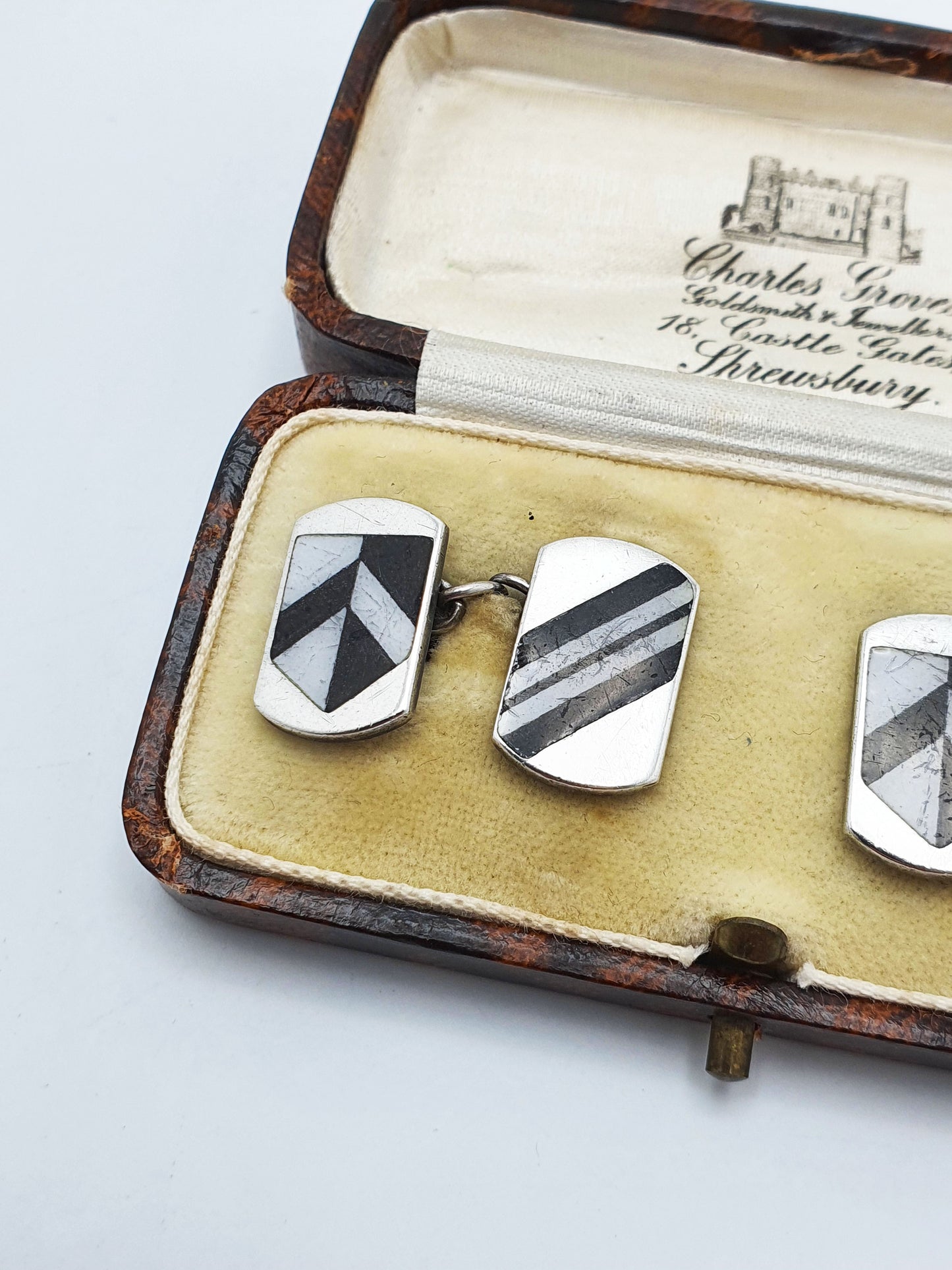 Nice Art Deco Sterling Silver & Enamel Cufflinks Set – circa 1930