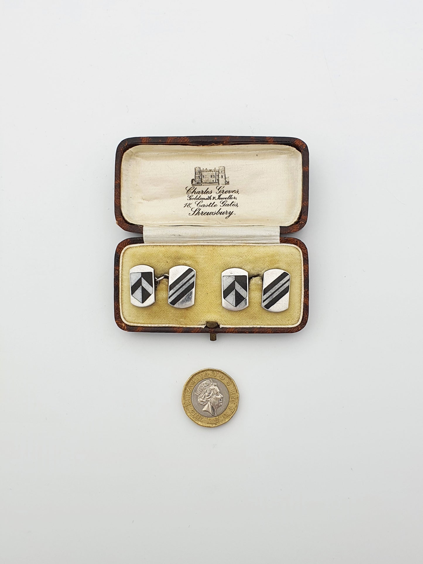 Nice Art Deco Sterling Silver & Enamel Cufflinks Set – circa 1930