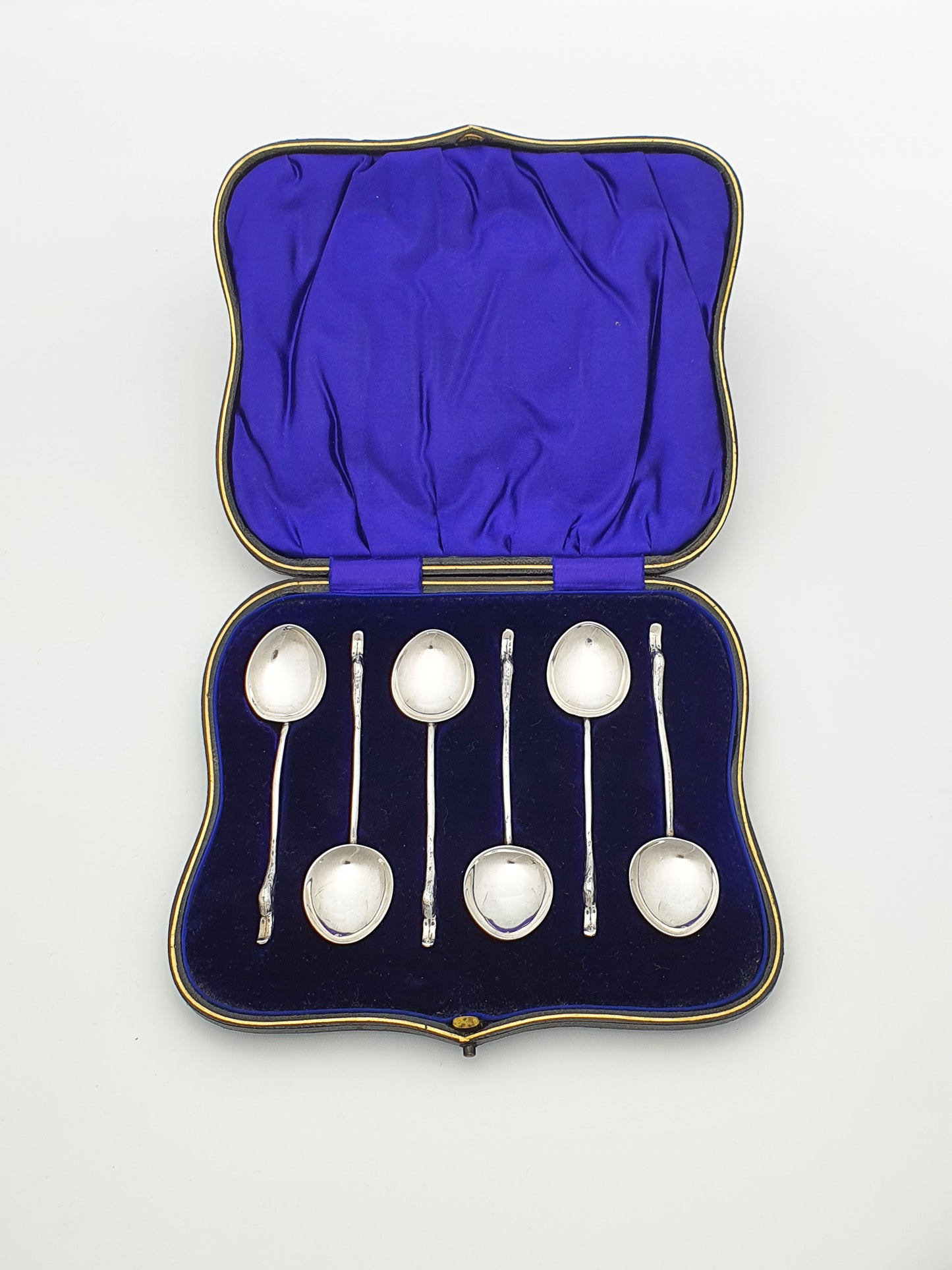 Unusual Set of 6 Sterling Silver Swan Neck Teaspoons - Birmingham 1906