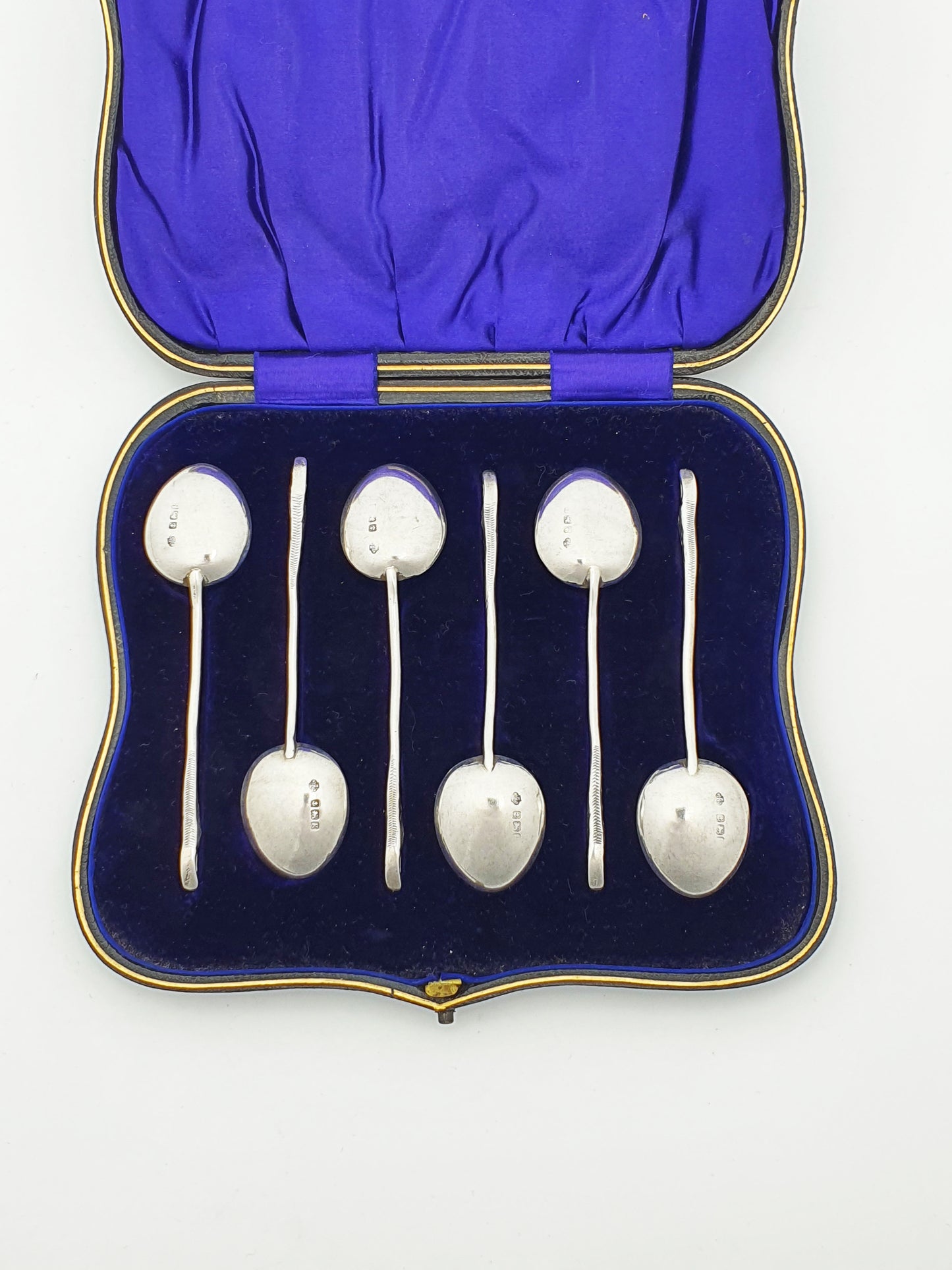 Unusual Set of 6 Sterling Silver Swan Neck Teaspoons - Birmingham 1906